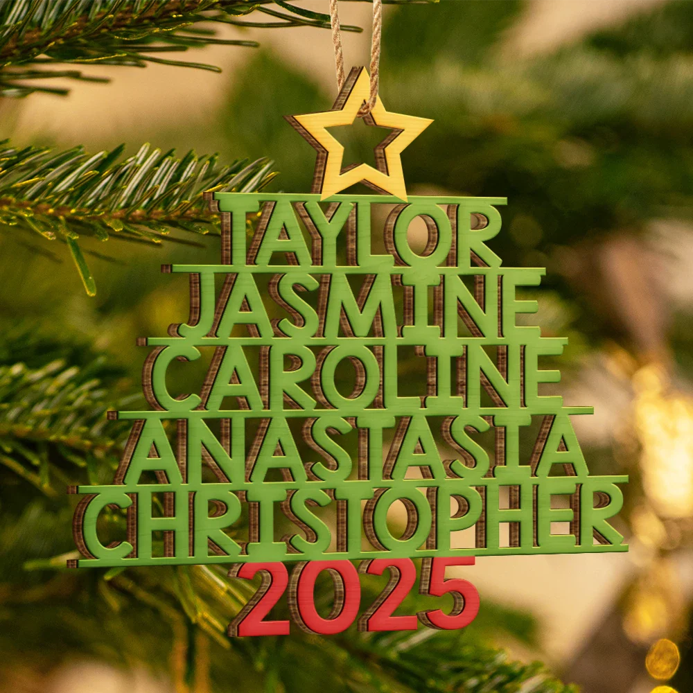 Christmas Color Tree Family Name - Gift For Family, Besties, Coworker - Personalized Wooden Cutout Ornament - Image 3