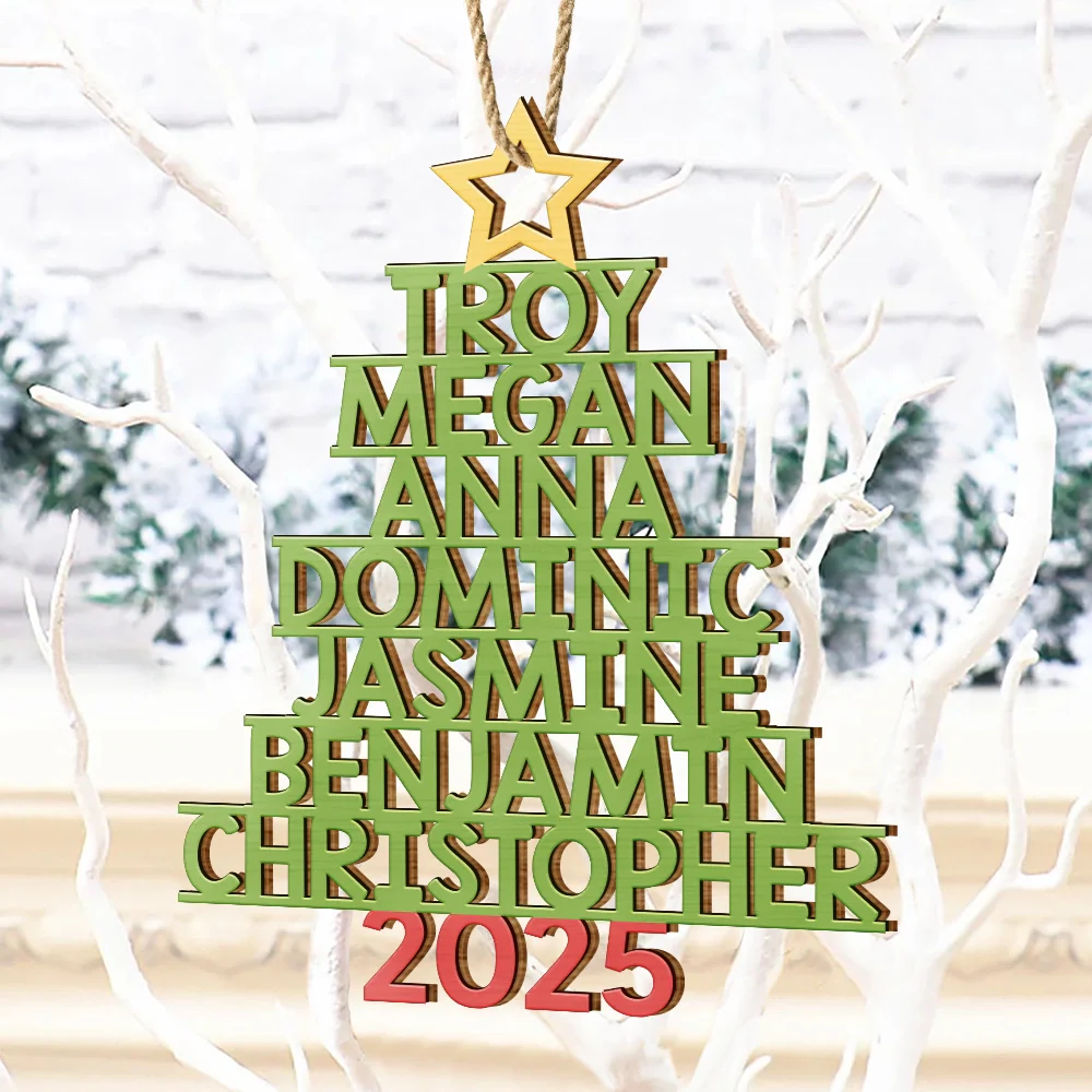 Christmas Color Tree Family Name - Gift For Family, Besties, Coworker - Personalized Wooden Cutout Ornament - Image 4