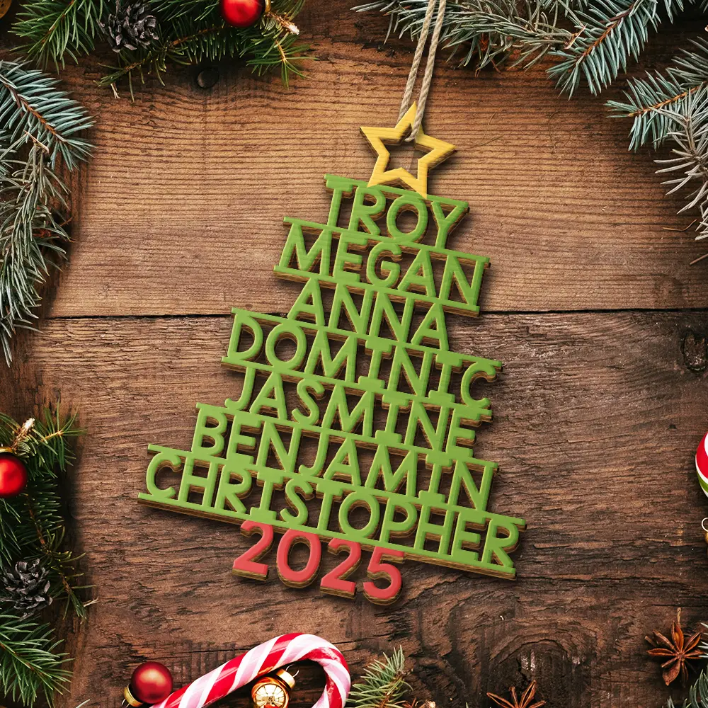 Christmas Color Tree Family Name - Gift For Family, Besties, Coworker - Personalized Wooden Cutout Ornament - Image 5