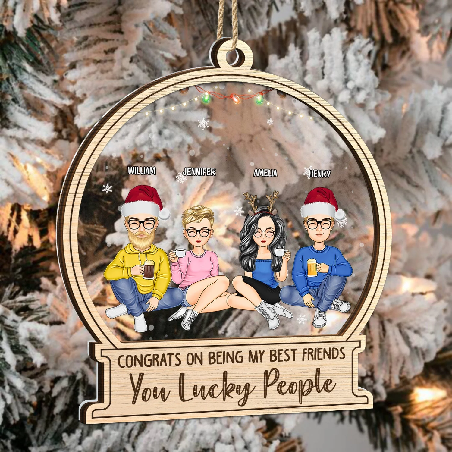 Christmas Congrats On Being My Best Friends Siblings Coworkers - Gift For Bestie, Siblings - Personalized 2-Layered Mix Ornament - Image 3