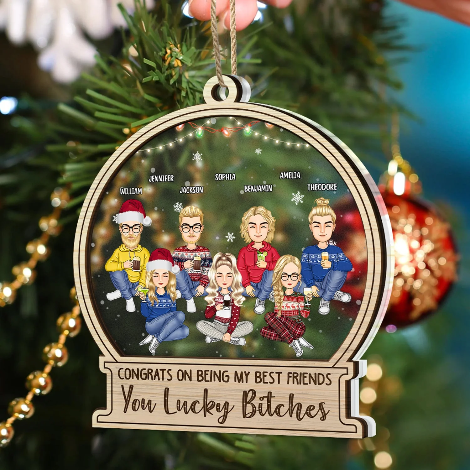 Christmas Congrats On Being My Best Friends Siblings Coworkers - Gift For Bestie, Siblings - Personalized 2-Layered Mix Ornament - Image 4