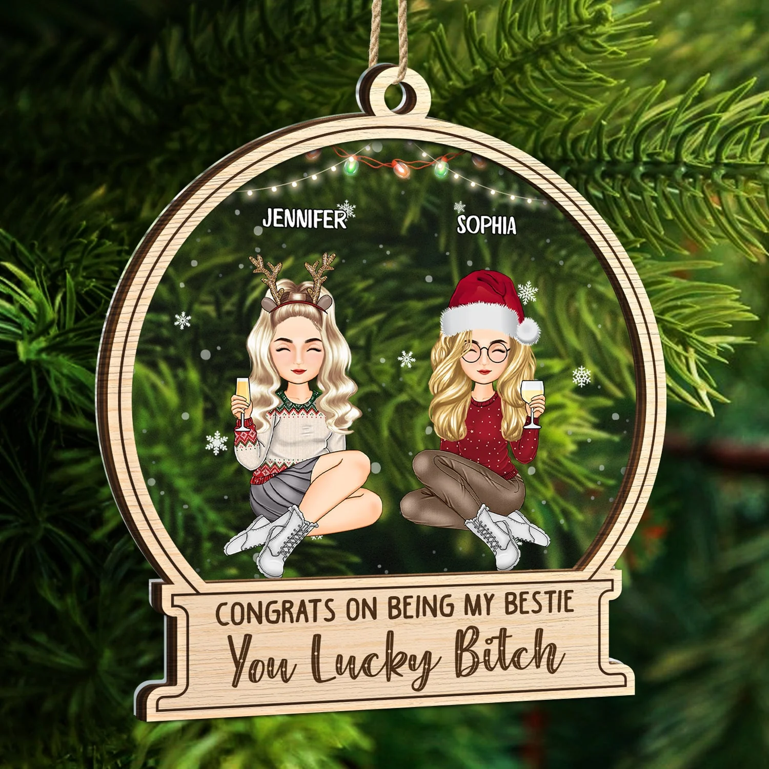Christmas Congrats On Being My Best Friends Siblings Coworkers - Gift For Bestie, Siblings - Personalized 2-Layered Mix Ornament - Image 5
