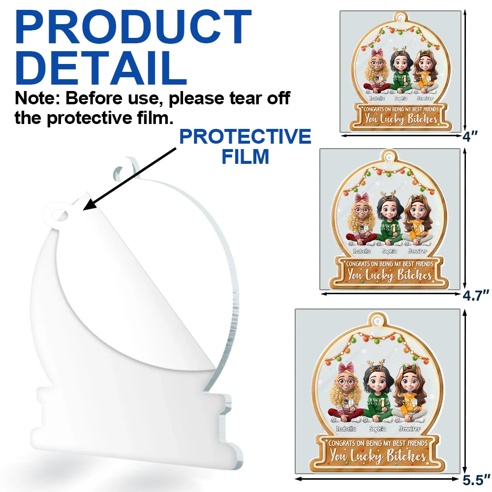 Christmas Congrats On Being My Bestie 3D Effect Gingerbread Style - Personalized Custom Shaped Acrylic Ornament - Image 6