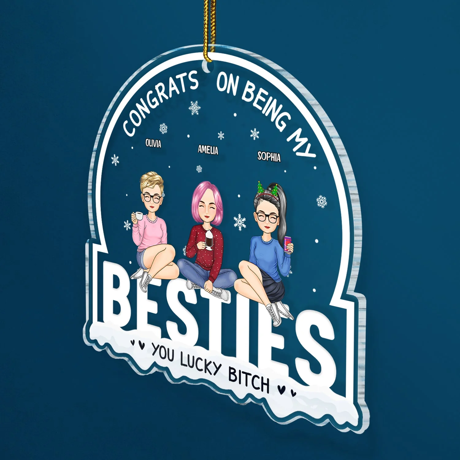 Christmas Congrats On Being My Bestie - Gift For Bestie - Personalized Custom Shaped Acrylic Ornament - Image 2