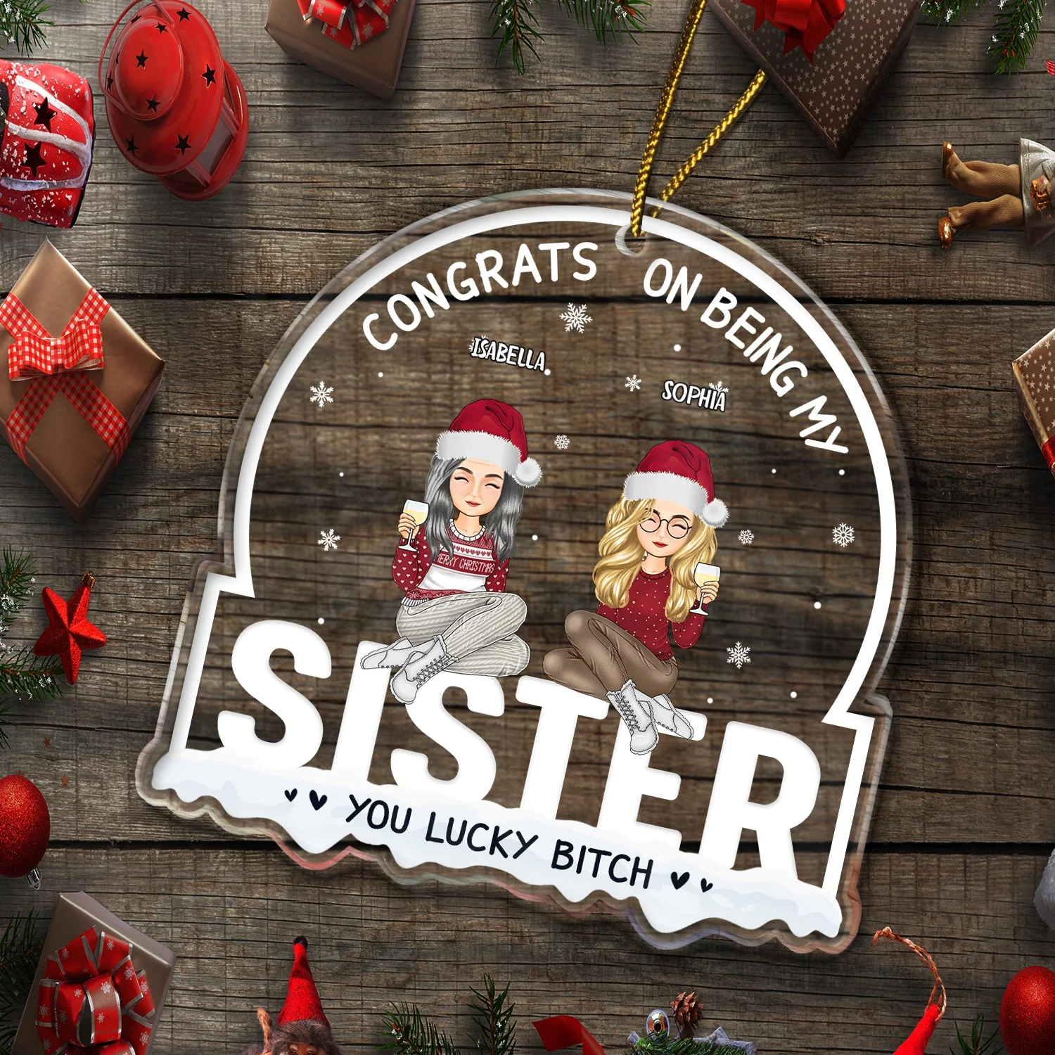 Christmas Congrats On Being My Bestie - Gift For Bestie - Personalized Custom Shaped Acrylic Ornament - Image 6