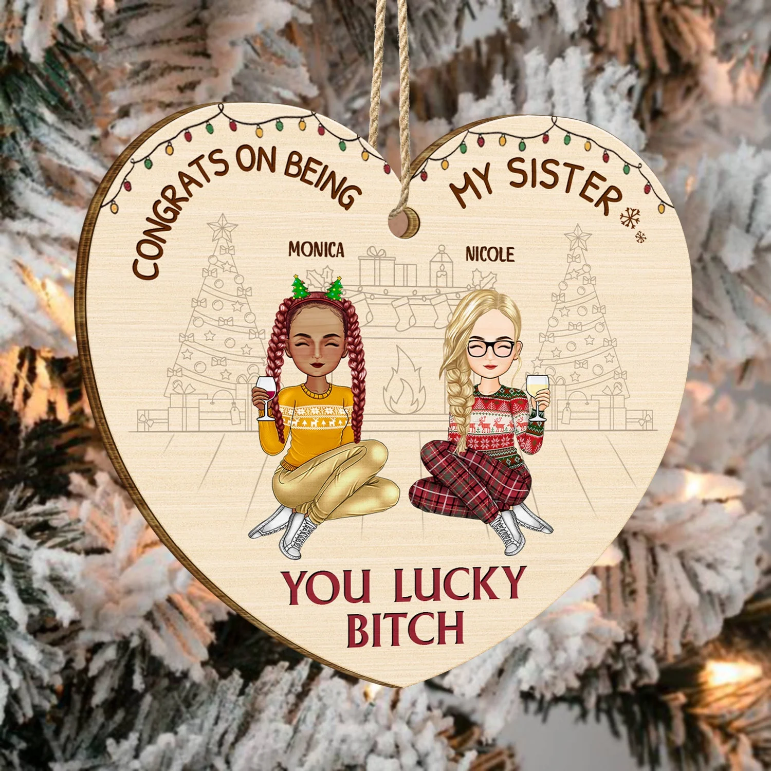Christmas Congrats On Being My Bestie - Gift For Bestie - Personalized Custom Shaped Wooden Ornament - Image 4