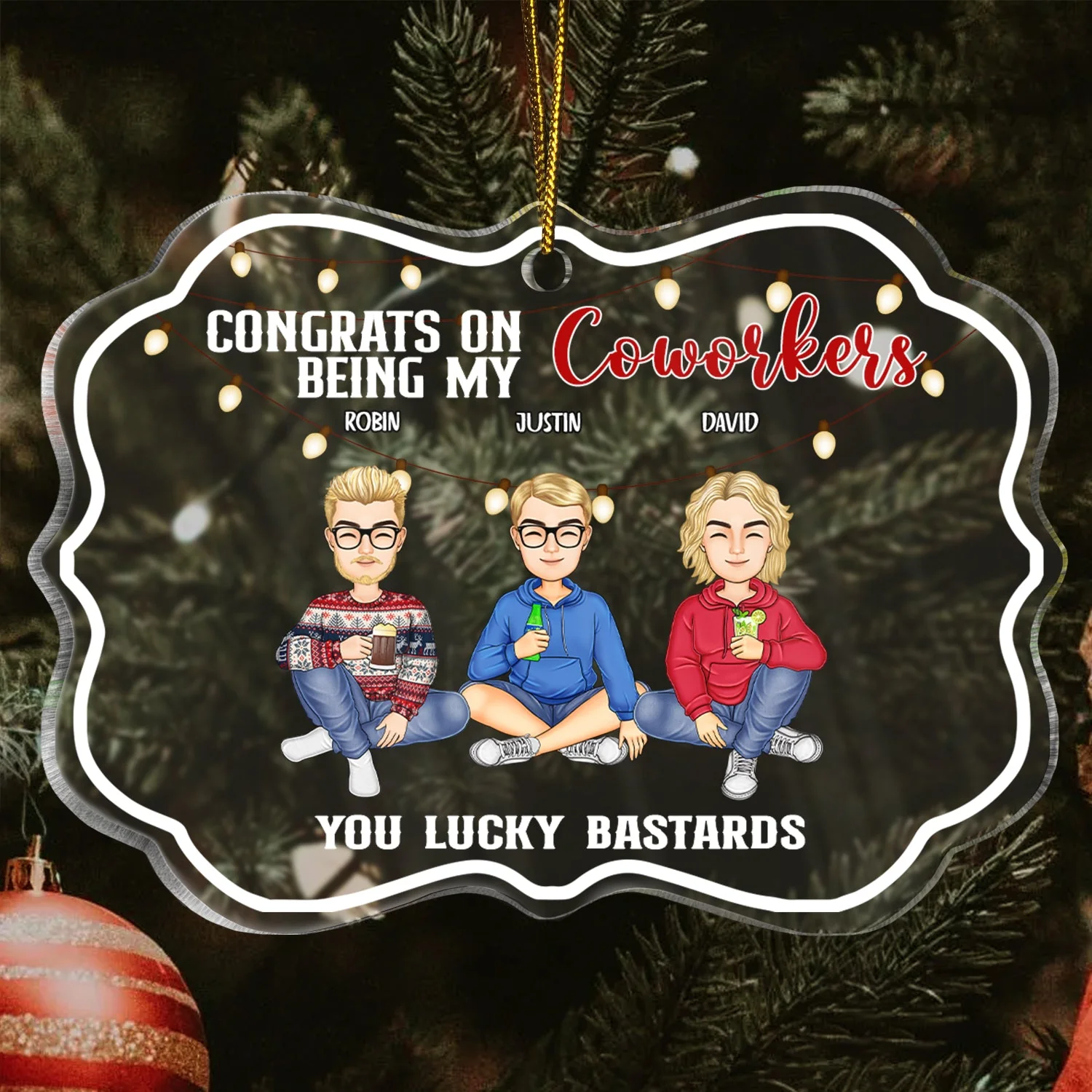 Christmas Congrats On Being My Bestie - Gift For Bestie - Personalized Medallion Acrylic Ornament - Image 3