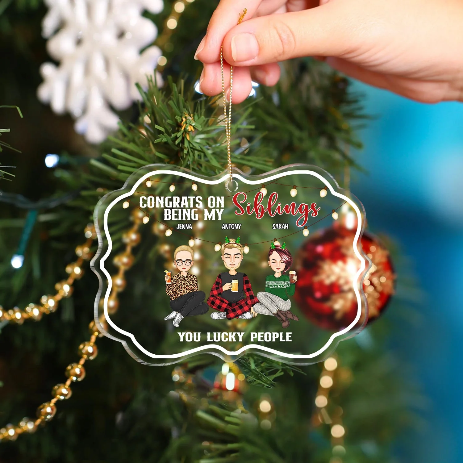 Christmas Congrats On Being My Bestie - Gift For Bestie - Personalized Medallion Acrylic Ornament - Image 4
