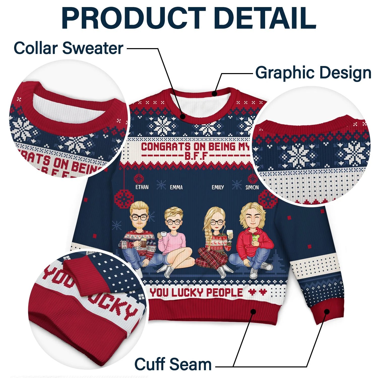 Christmas Congrats On Being My Bestie - Gift For Bestie - Personalized Unisex Ugly Sweater - Image 6