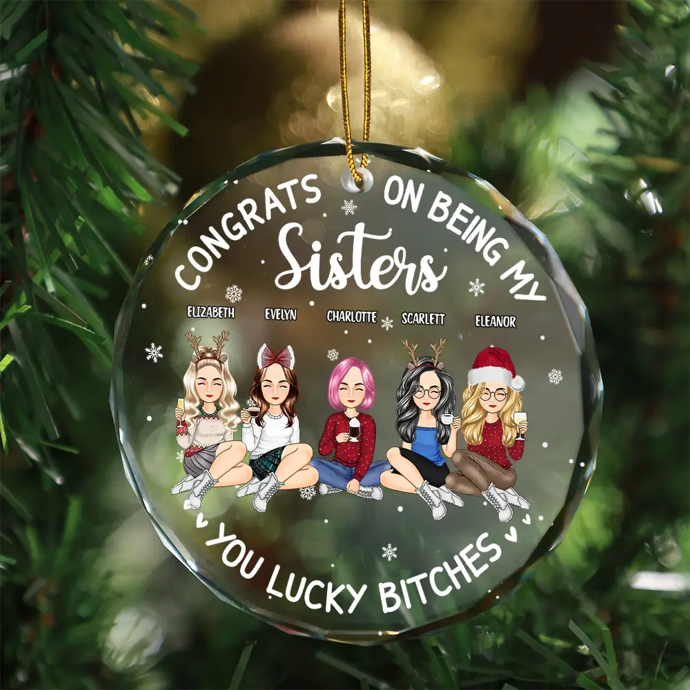 Christmas Congrats On Being My Bestie - Personalized Circle Glass Ornament - Image 3