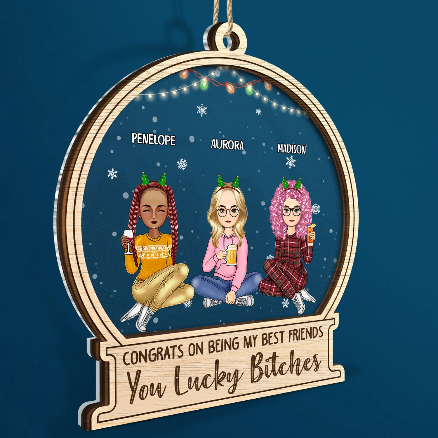 Christmas Congrats On Being My Bestie Sister Coworker - Gift For Bestie, Siblings - Personalized 2-Layered Mix Ornament - Image 2