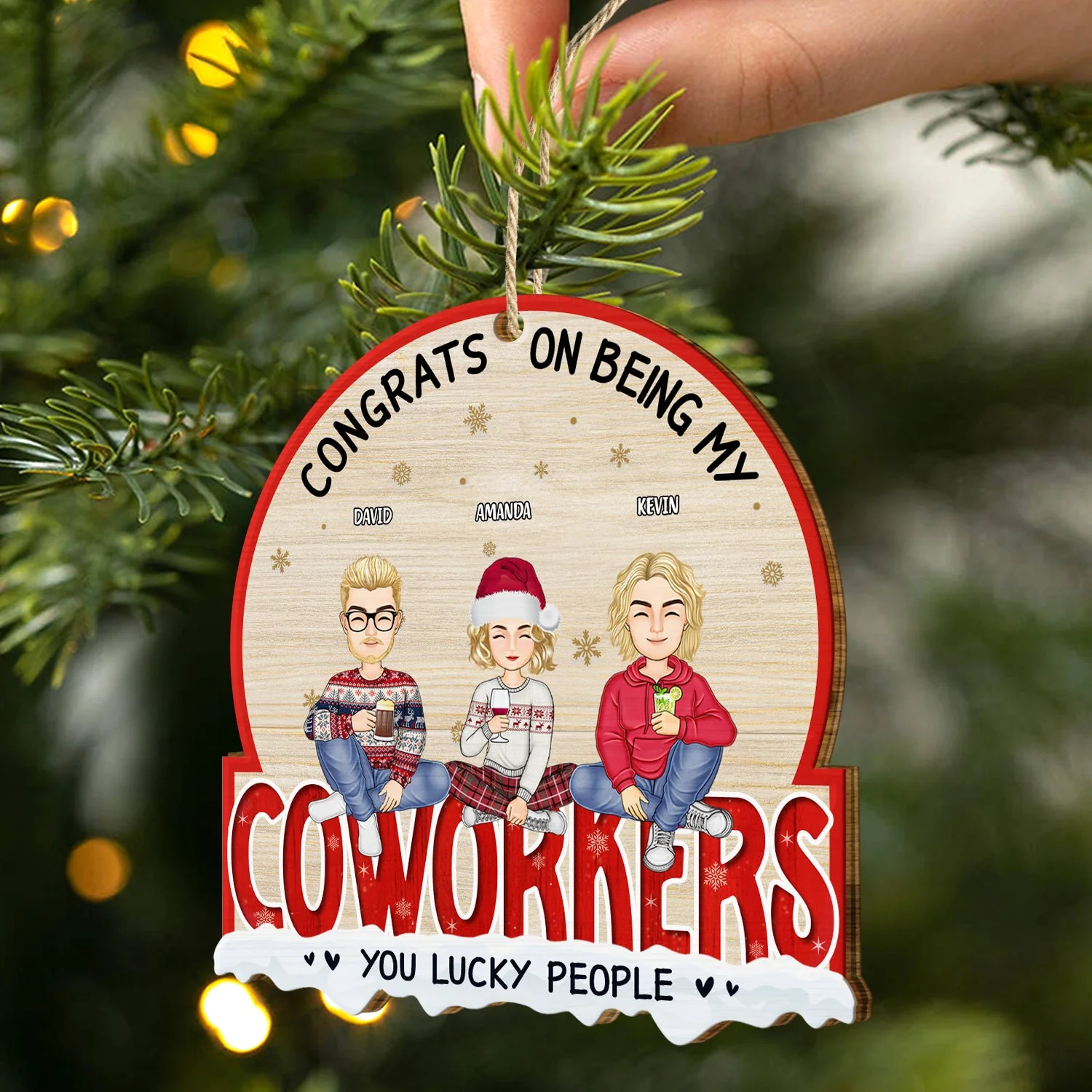 Christmas Congrats On Being My Besties - Gift For Bestie - Personalized Custom Shaped Wooden Ornament - Image 2
