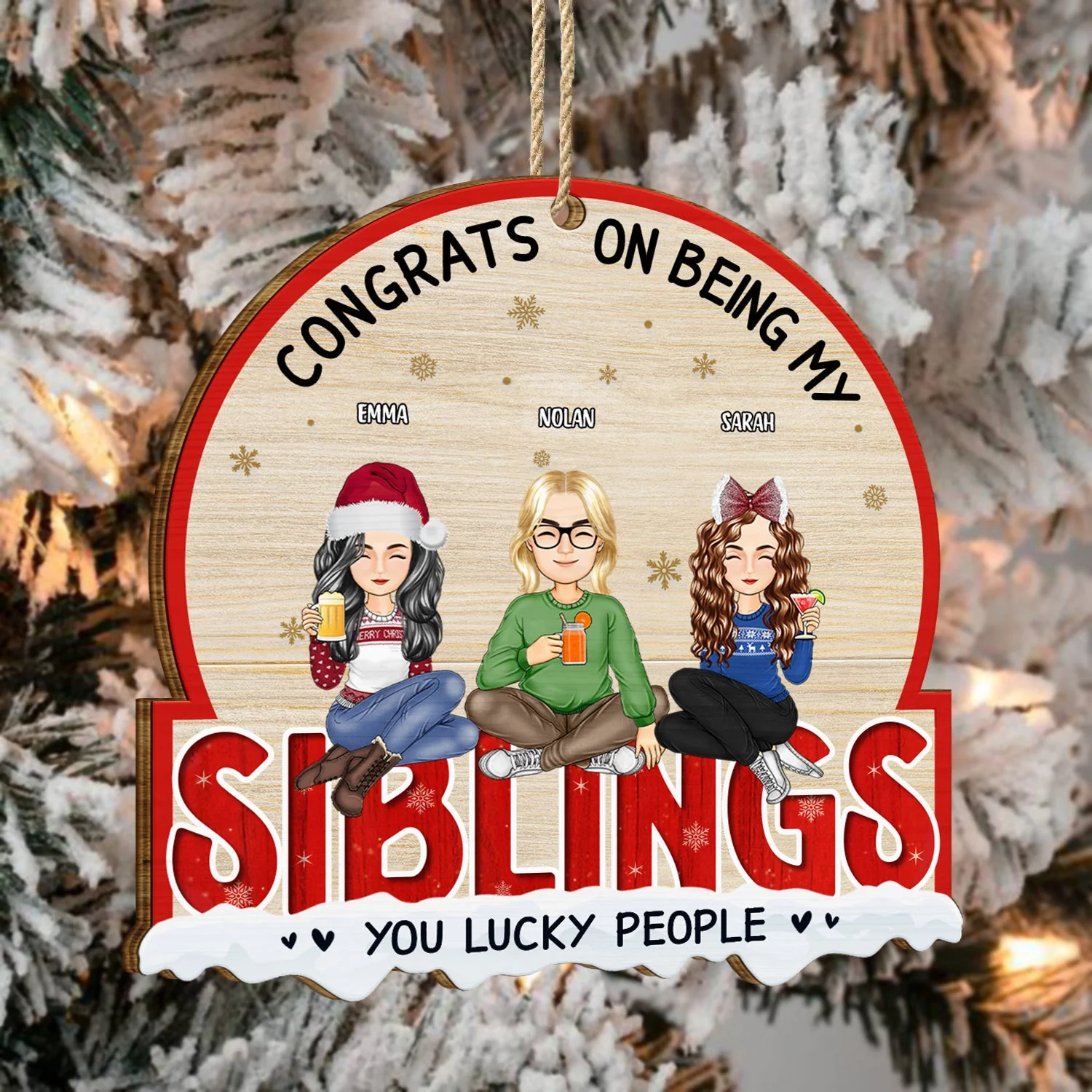 Christmas Congrats On Being My Besties - Gift For Bestie - Personalized Custom Shaped Wooden Ornament - Image 4