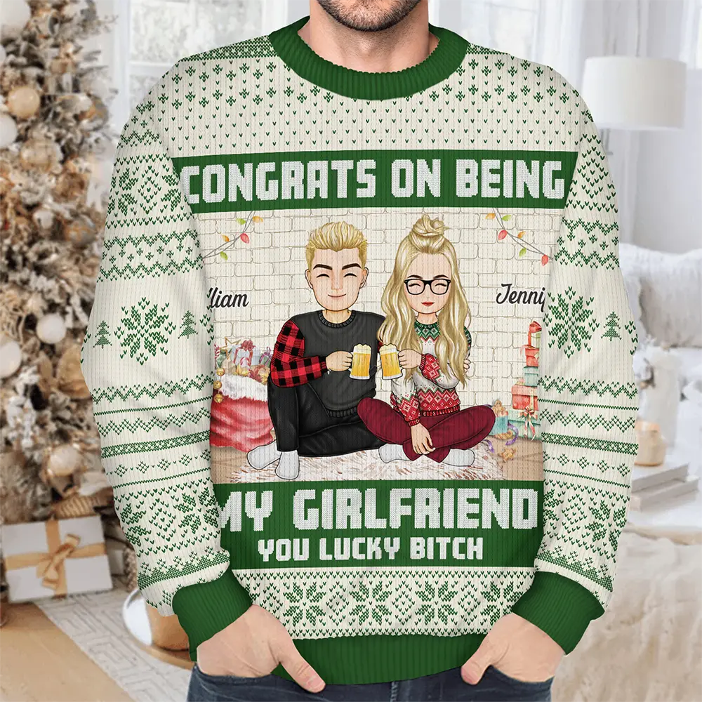 Christmas Congrats On Being My Husband - Personalized Unisex Ugly Sweater - Image 4