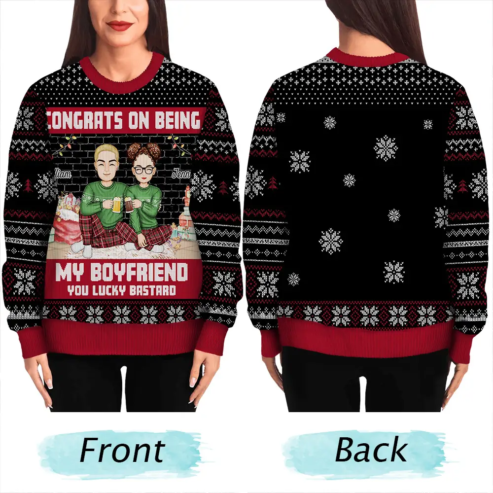 Christmas Congrats On Being My Husband - Personalized Unisex Ugly Sweater - Image 5