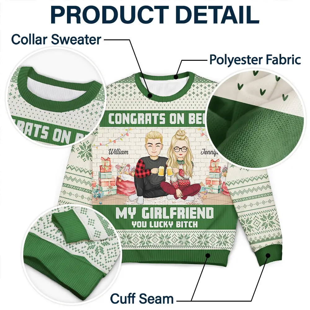 Christmas Congrats On Being My Husband - Personalized Unisex Ugly Sweater - Image 6