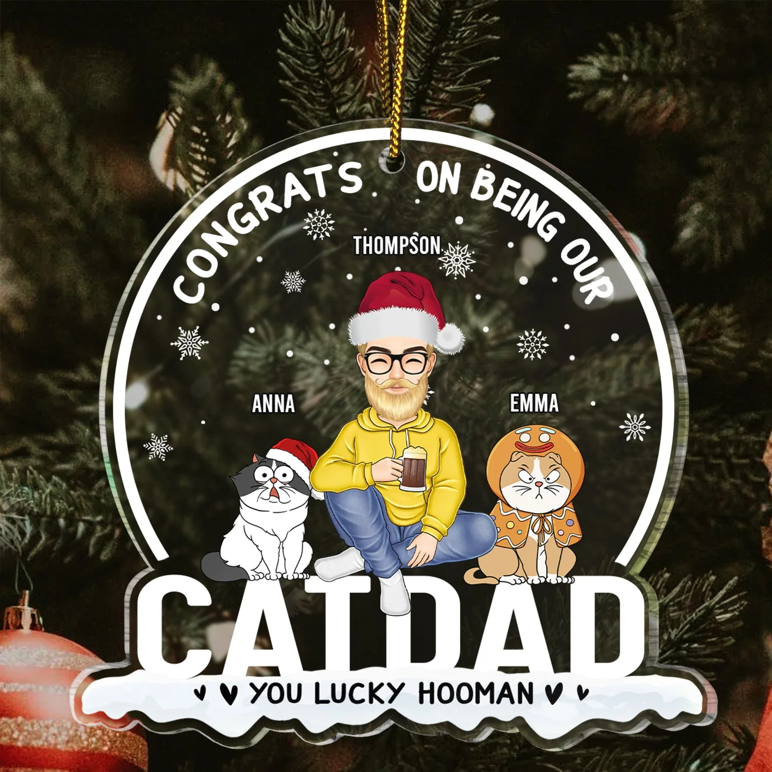 Christmas Congrats On Being Our Cat Mom Cat Dad - Gift For Cat Lovers - Personalized Custom Shaped Acrylic Ornament - Image 3