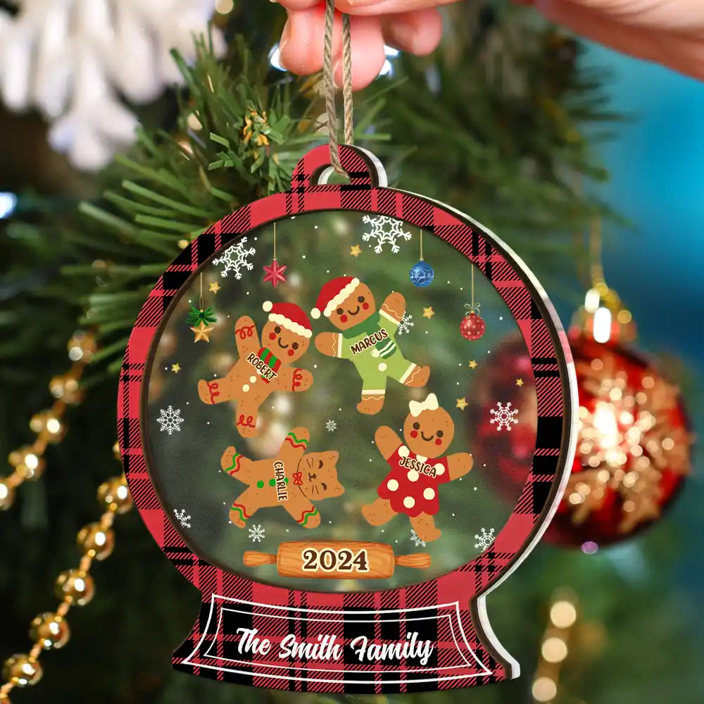 Christmas Cookies Gingerbread Family - Personalized 2-Layered Mix Ornament - Image 4