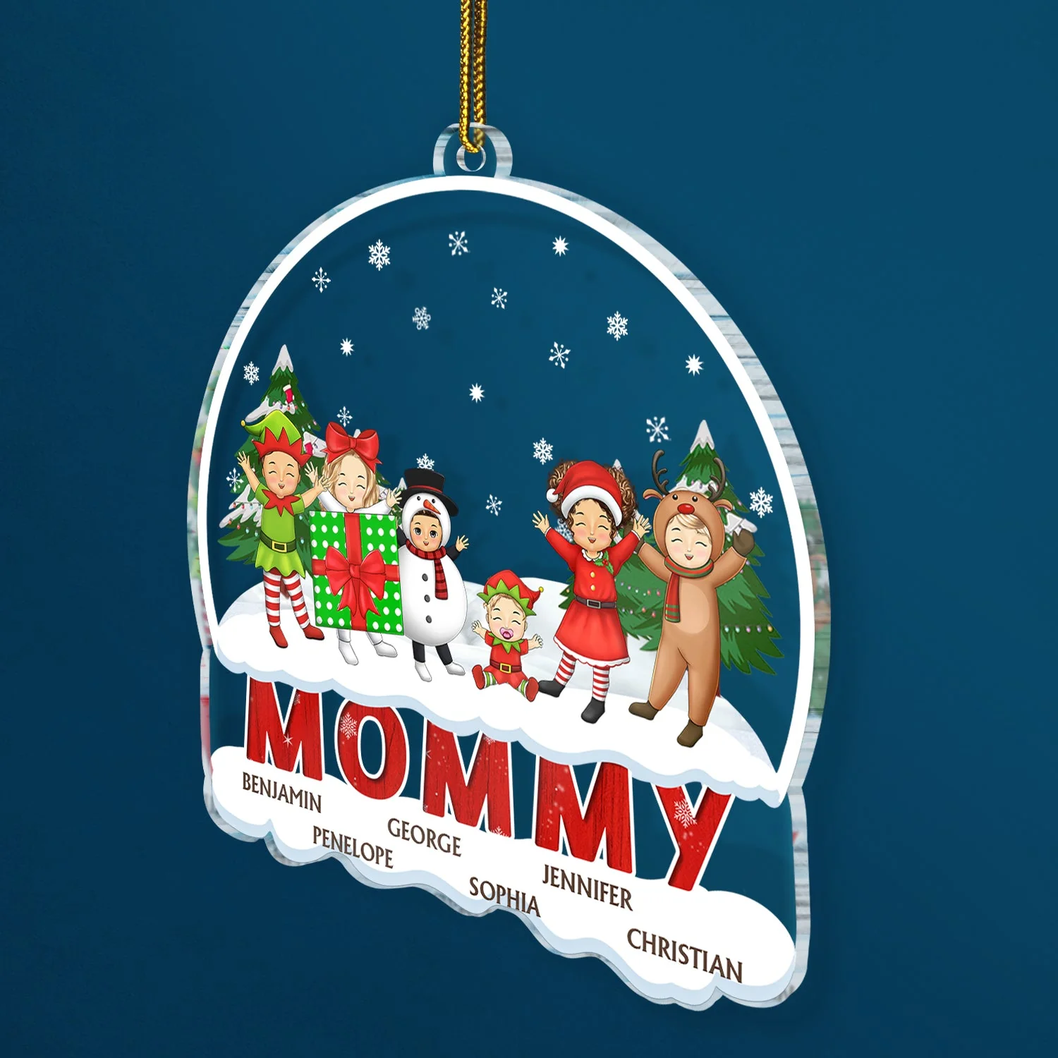 Christmas Cosplay Grandkids Nana Papa Mommy Dad - Loving Gift For Grandpa, Grandma, Grandparents - Personalized Custom Shaped Acrylic Ornament - Image 2
