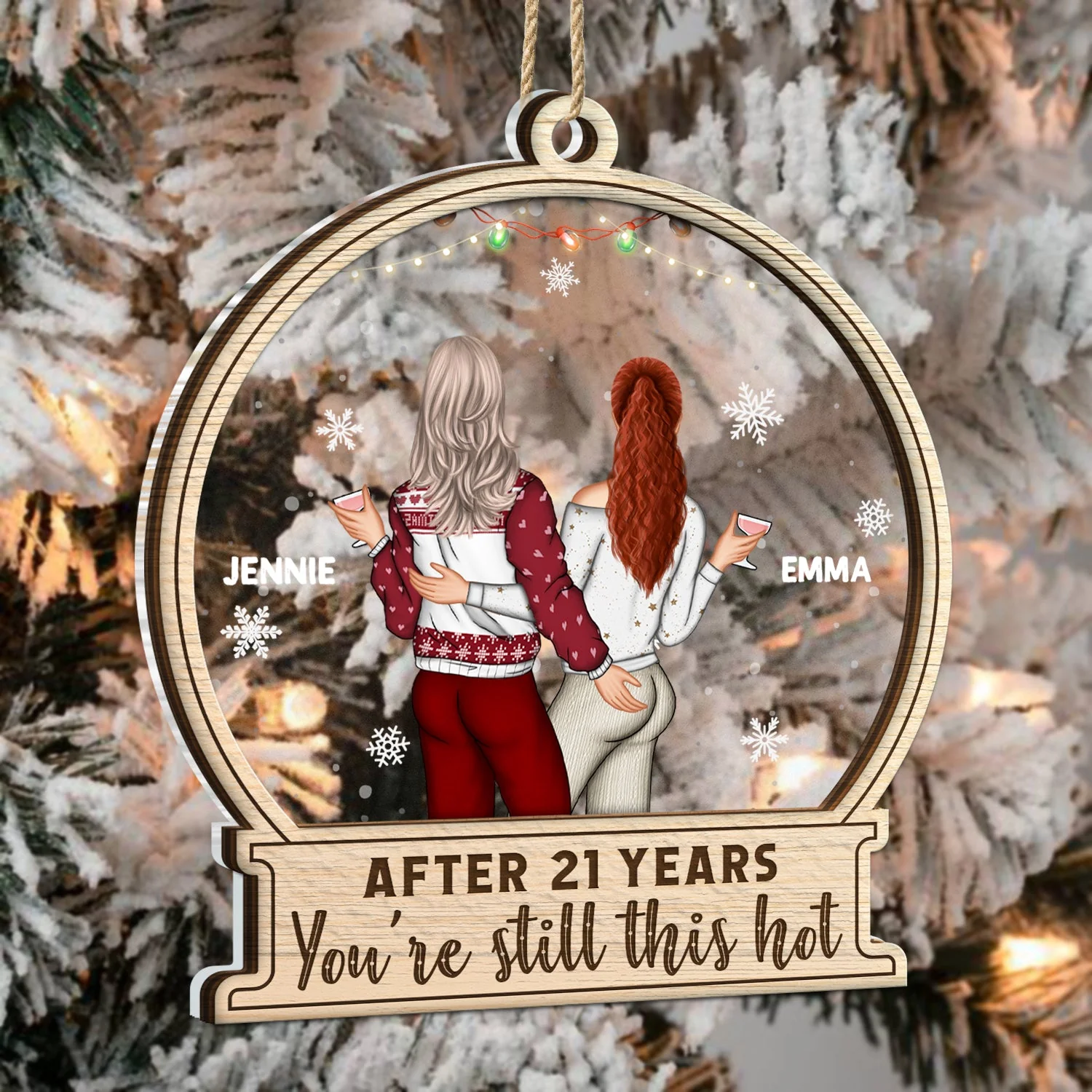 Christmas Couple After Years You Still This Hot - Gift For Couples - Personalized 2-Layered Mix Ornament - Image 3