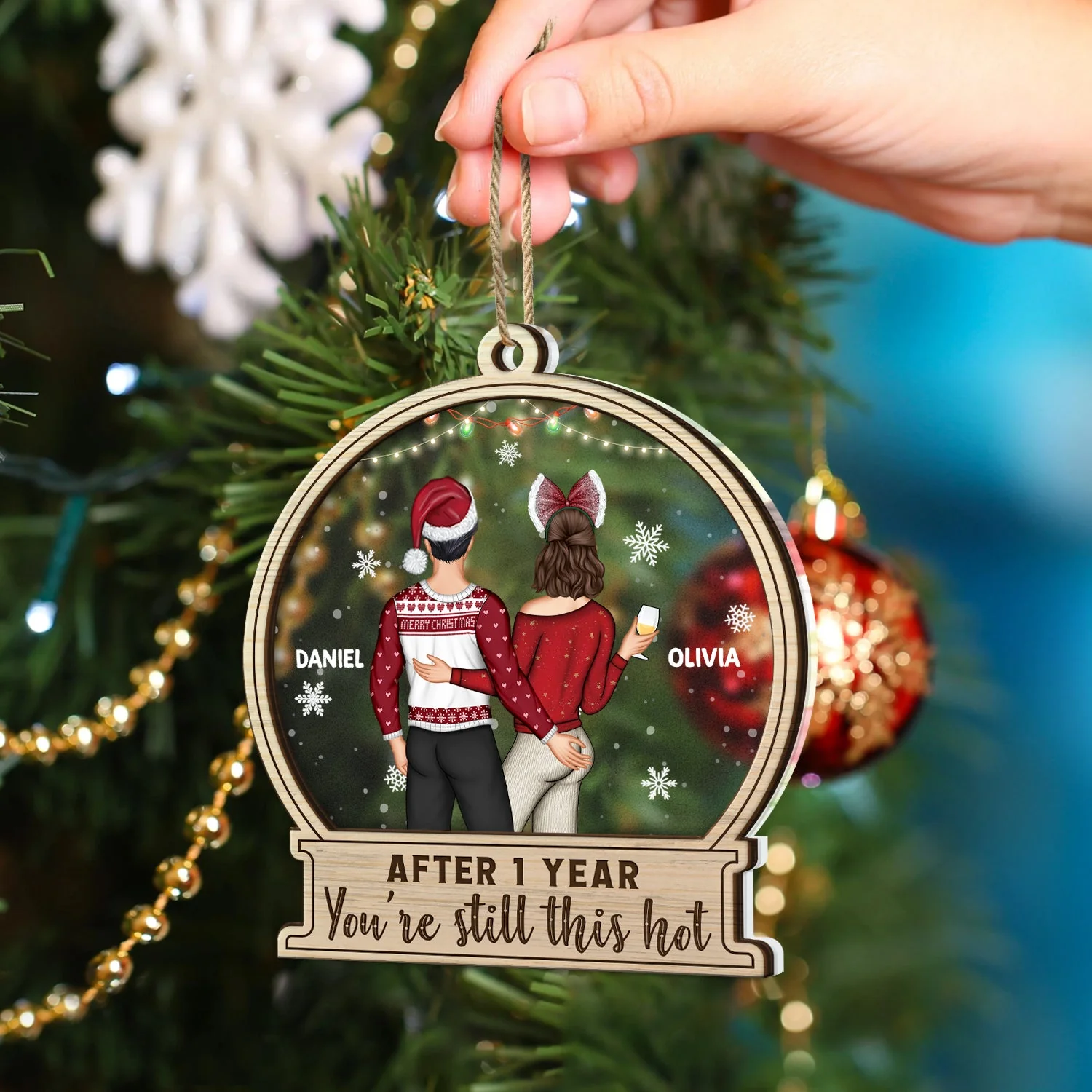 Christmas Couple After Years You Still This Hot - Gift For Couples - Personalized 2-Layered Mix Ornament - Image 4
