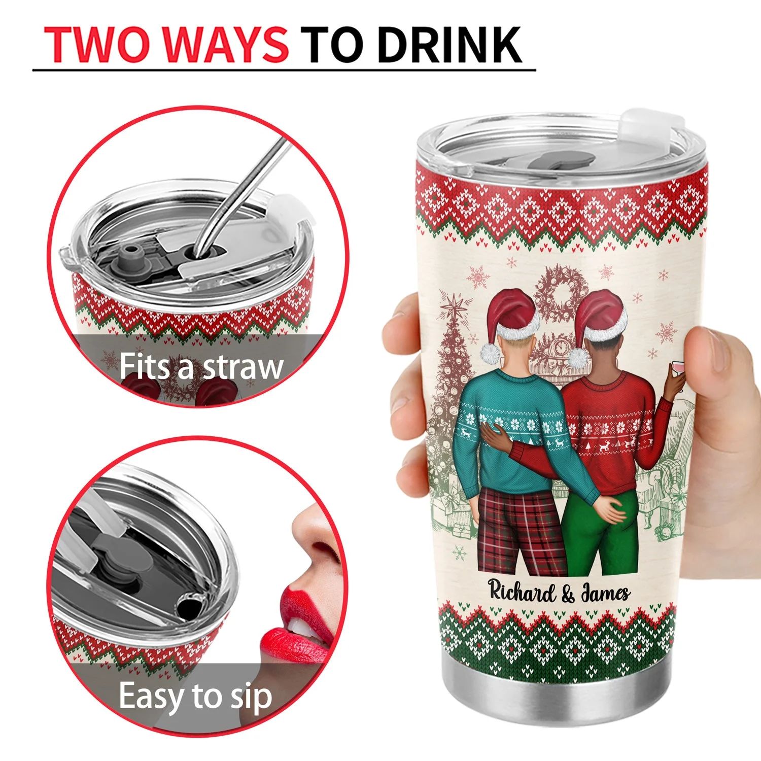 Christmas Couple Always Be By Your Side - Personalized Custom Tumbler - Image 4