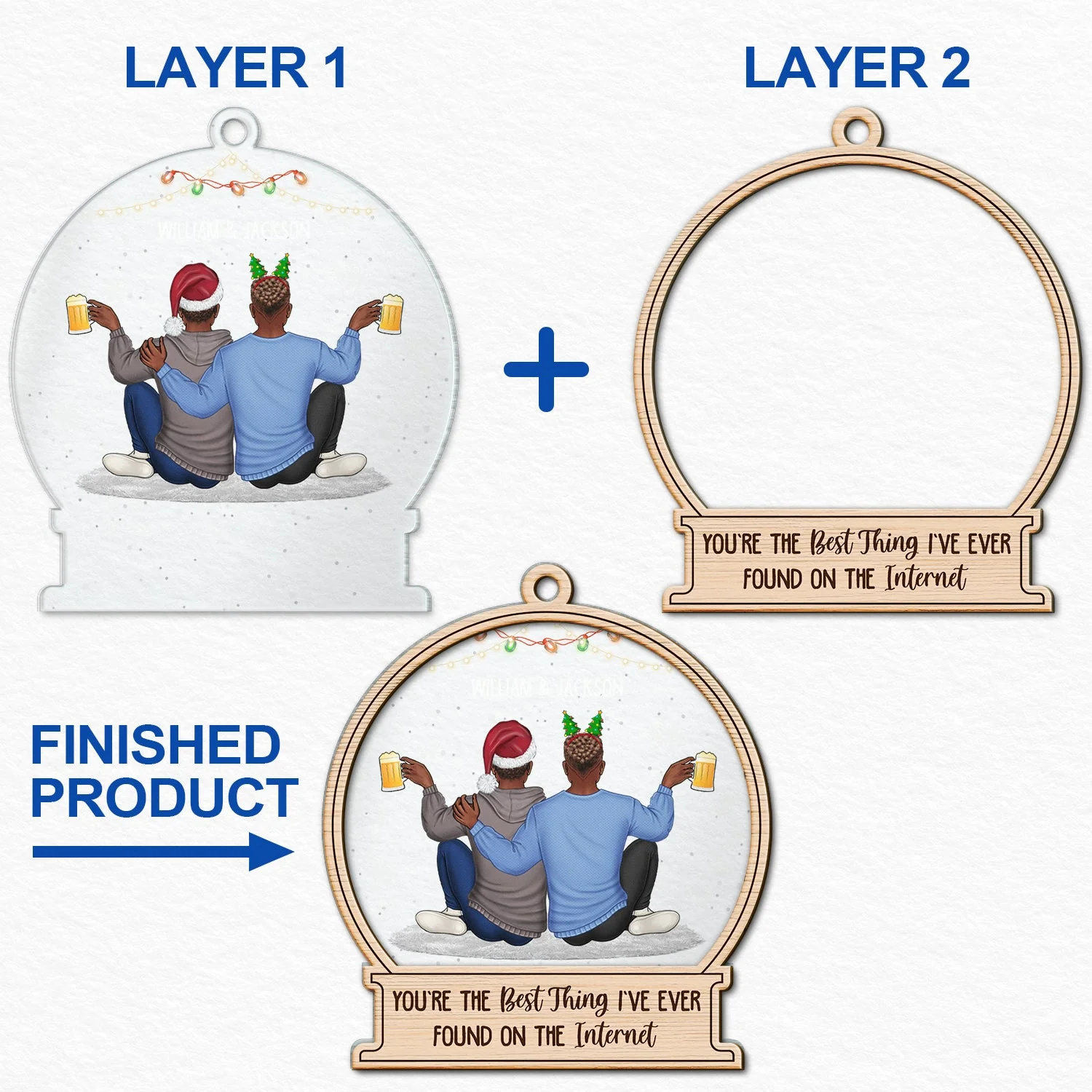 Christmas Couple Backside Couple Best Thing On The Internet - Gift For Couples - Personalized 2-Layered Mix Ornament - Image 6