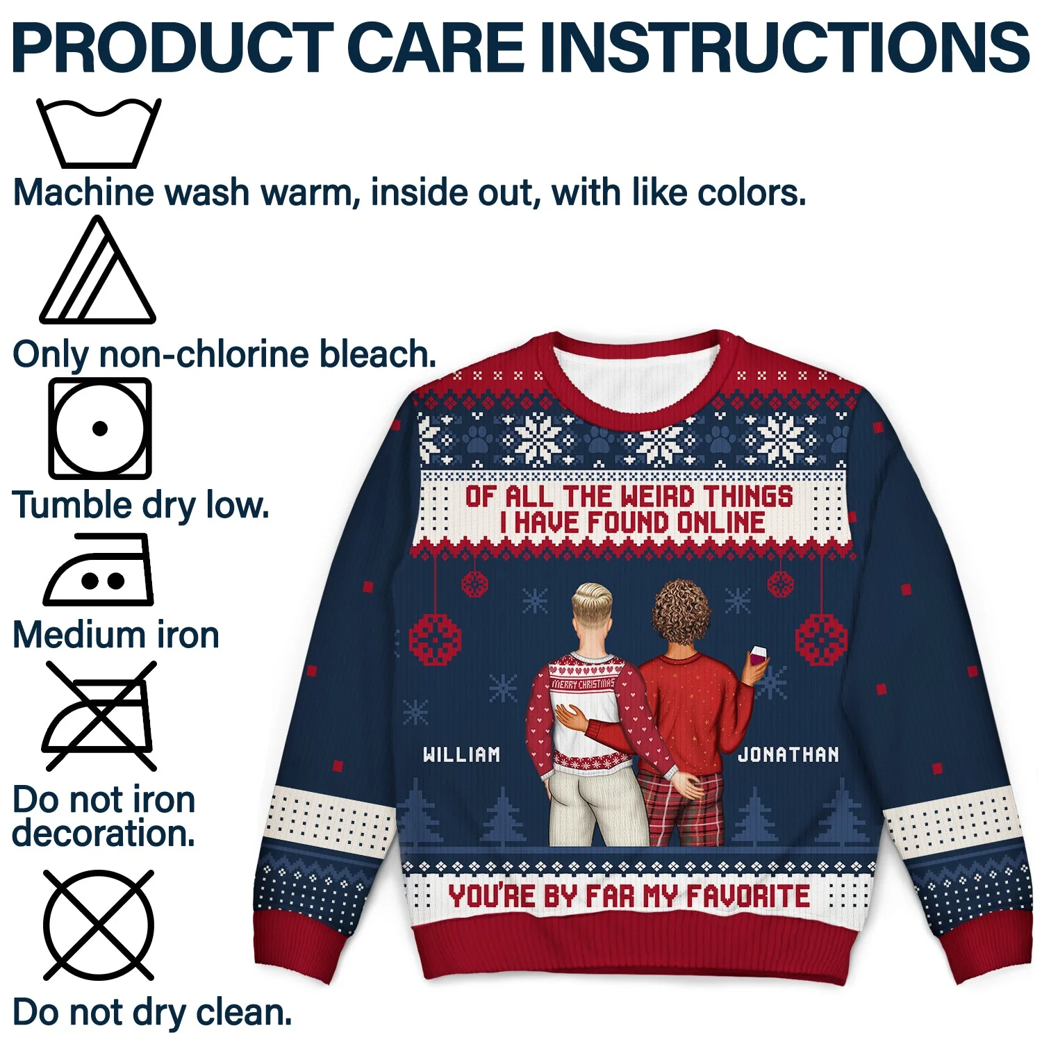 Christmas Couple Backside You Are My Favorite By Far - Gift For Couples - Personalized Unisex Ugly Sweater - Image 7