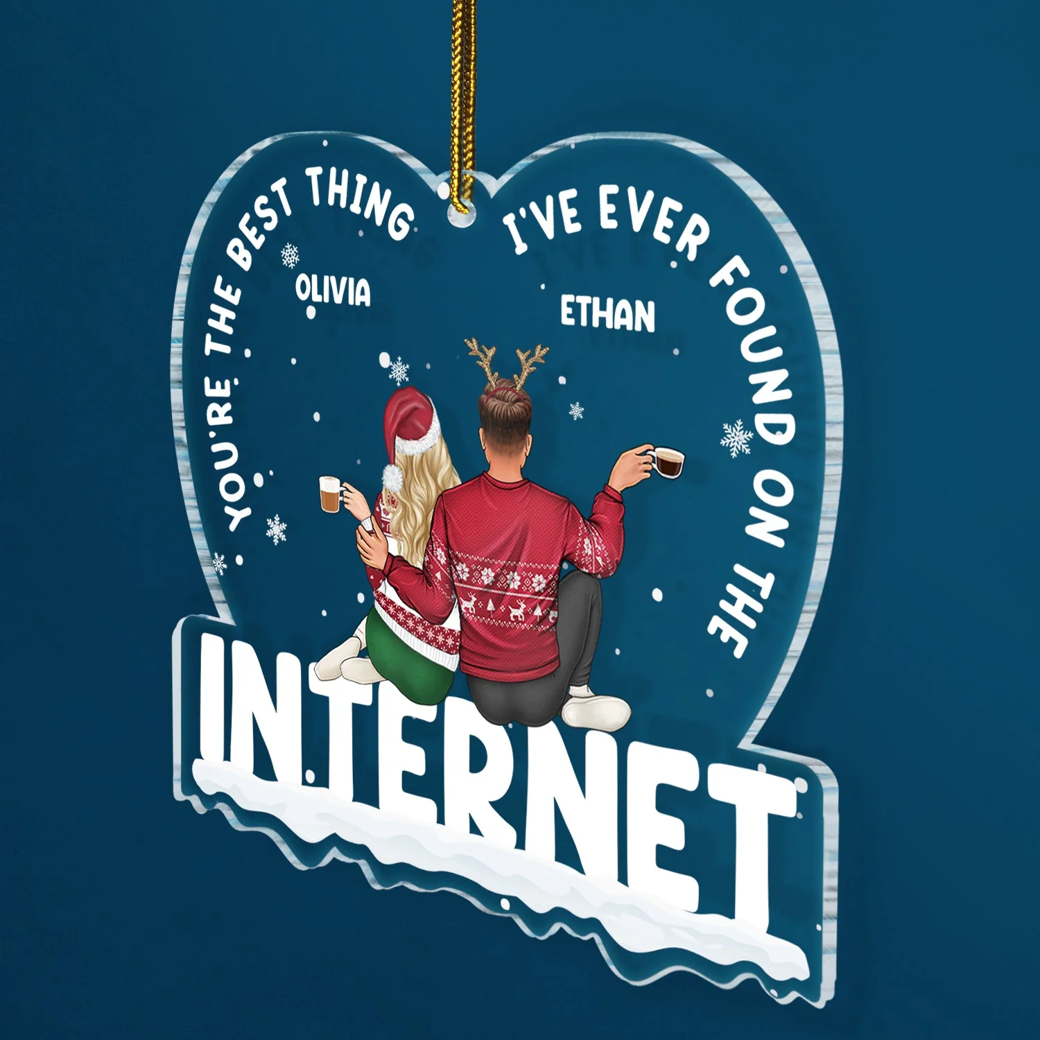 Christmas Couple Best Things Found On The Internet - Gift For Couples - Personalized Custom Shaped Acrylic Ornament - Image 2