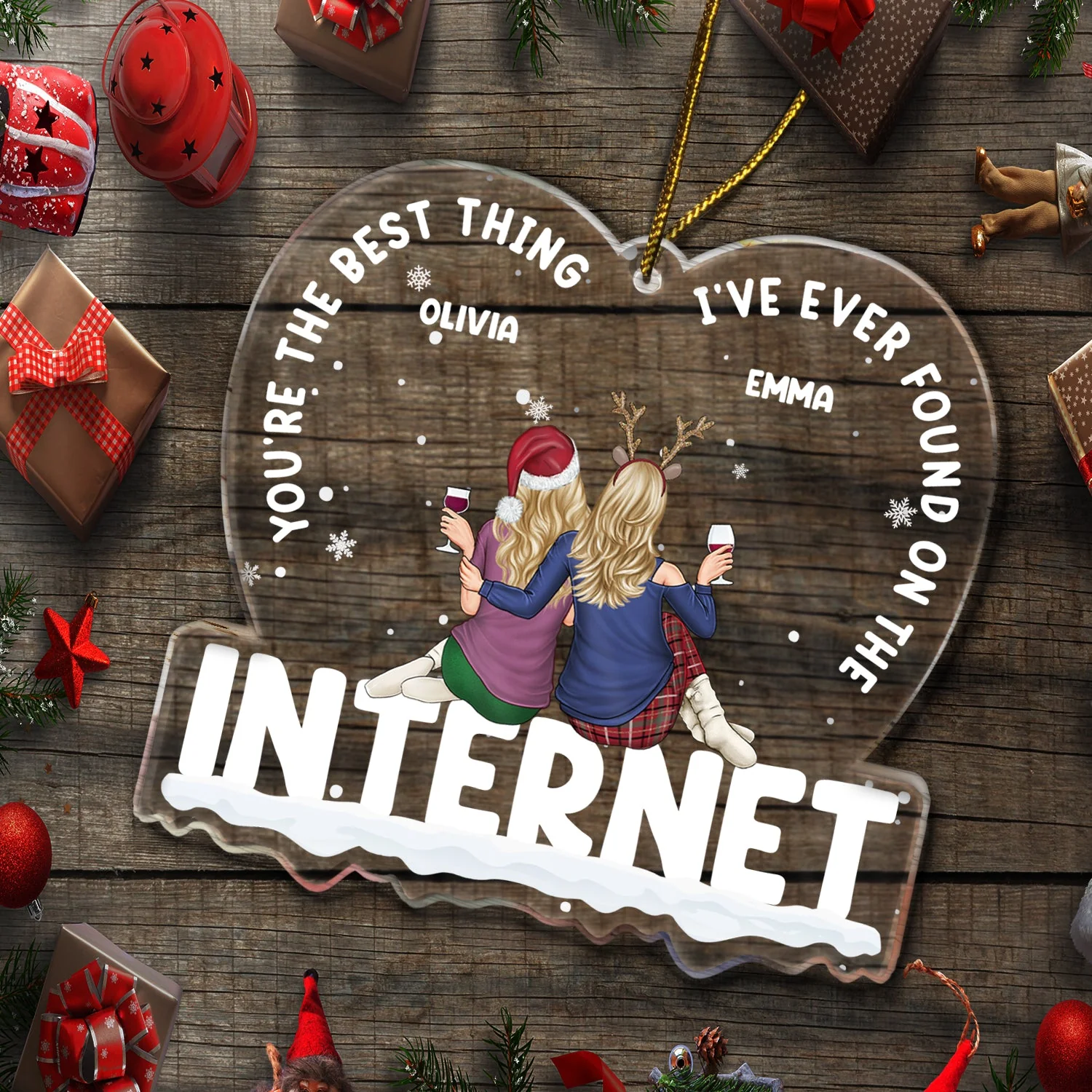 Christmas Couple Best Things Found On The Internet - Gift For Couples - Personalized Custom Shaped Acrylic Ornament - Image 5