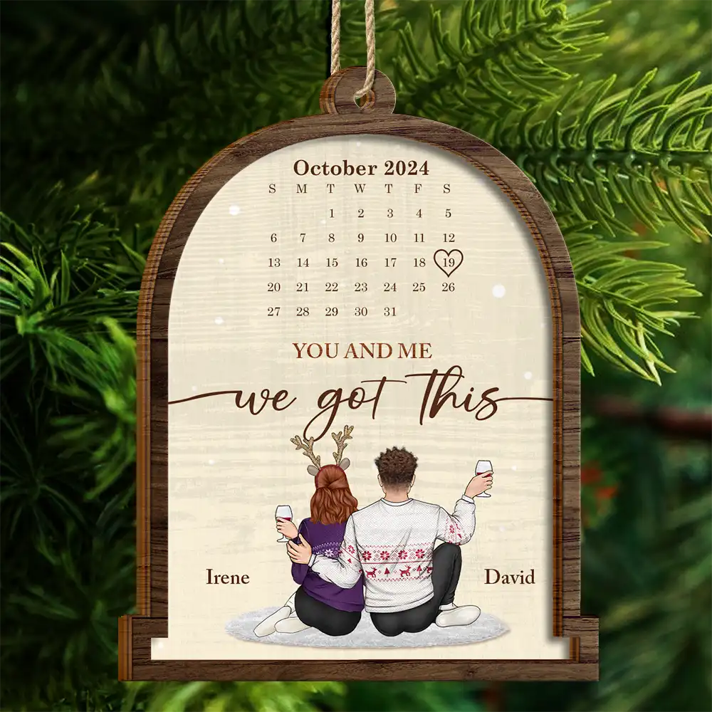 Christmas Couple Calendar The Day Our Journey Began - Personalized 2-Layered Wooden Ornament - Image 4