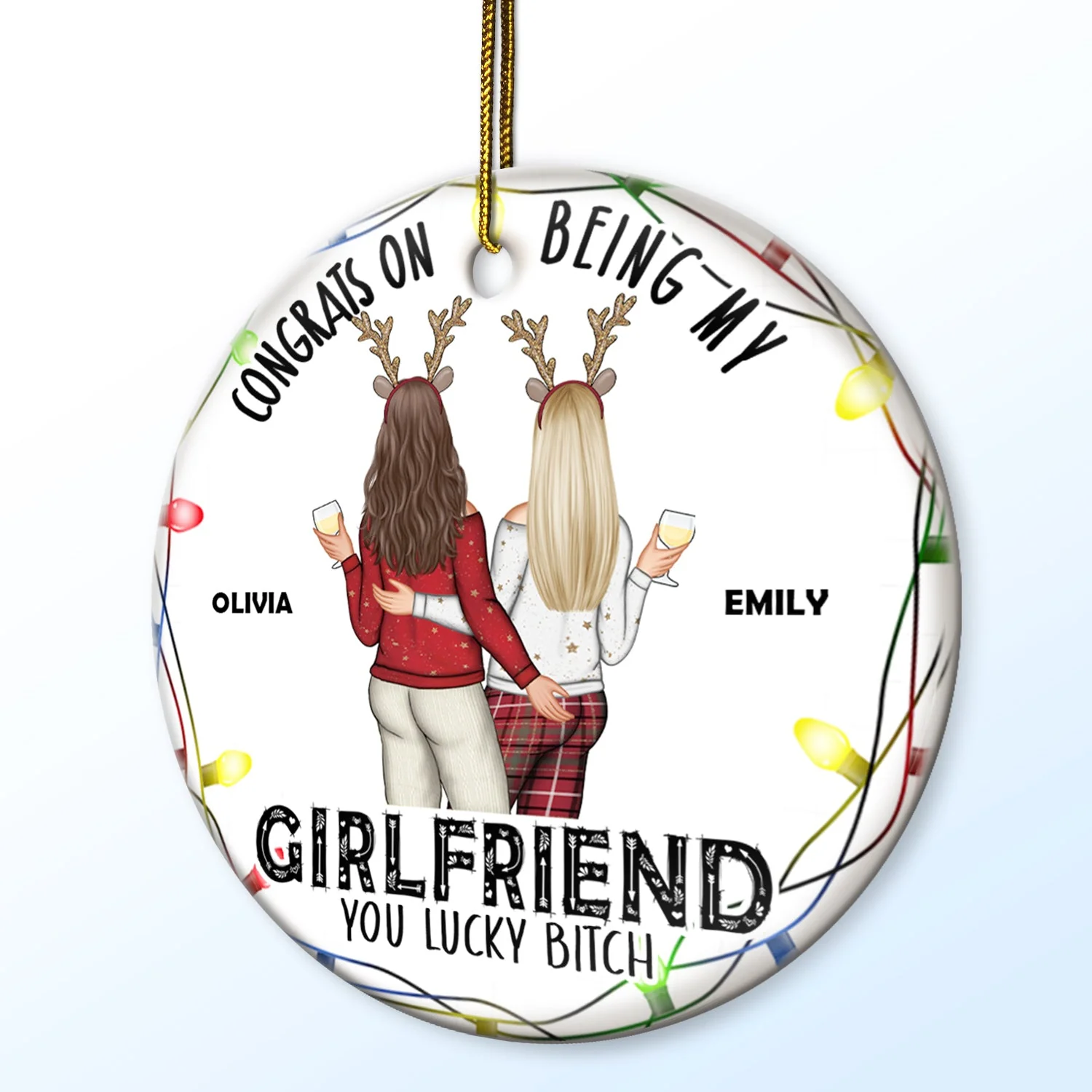 Christmas Couple Congrats On Being My Husband - Gift For Couples - Personalized Circle Ceramic Ornament - Image 2