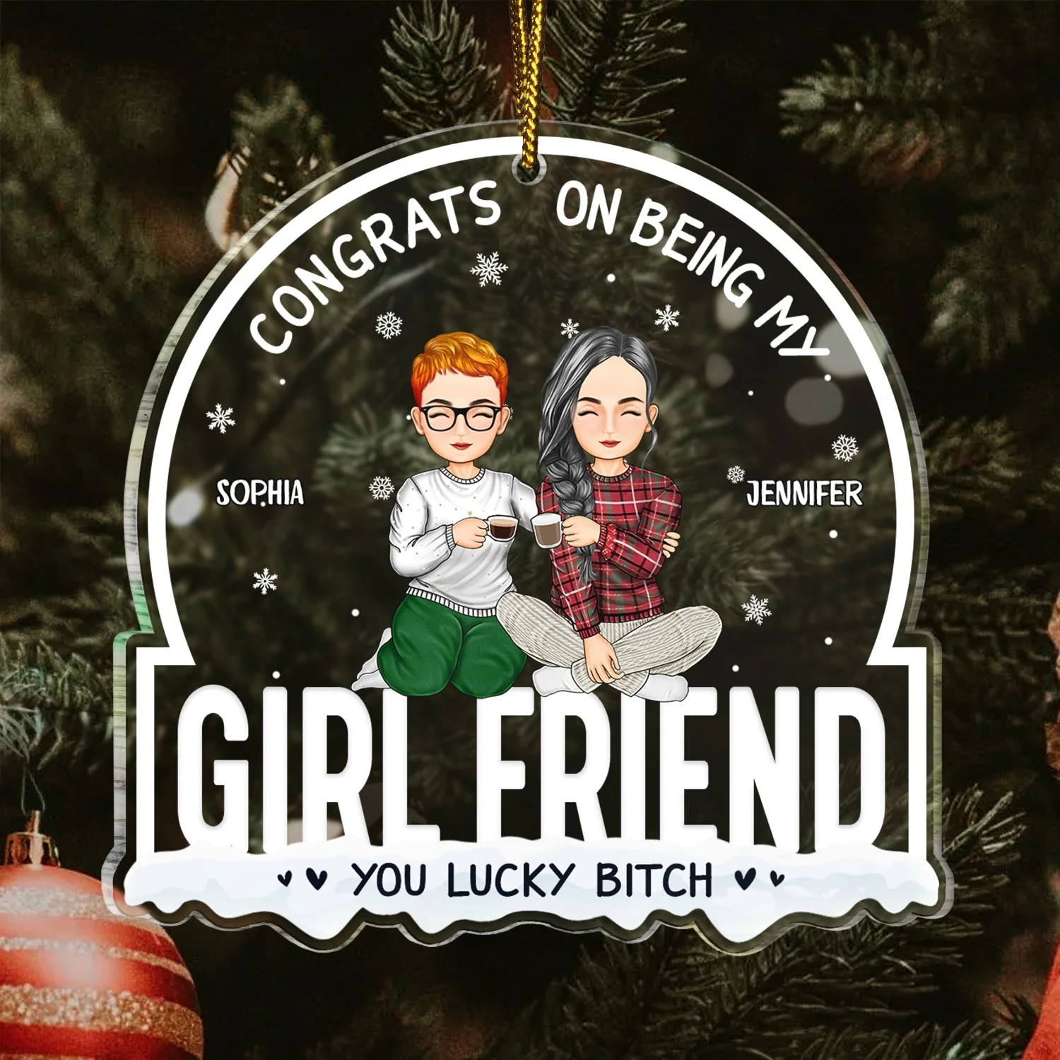 Christmas Couple Congrats On Being My Husband - Gift For Couples - Personalized Custom Shaped Acrylic Ornament - Image 3
