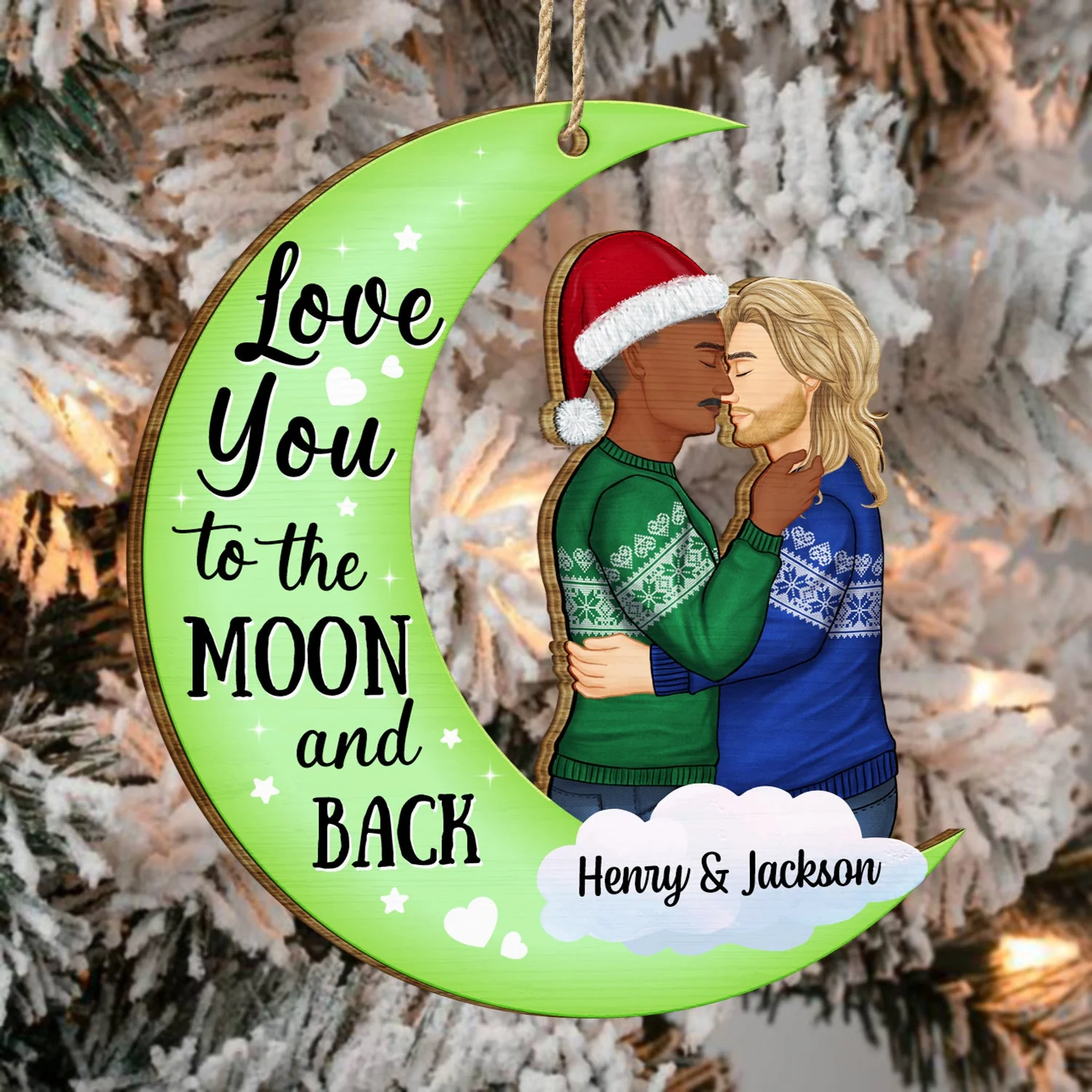 Christmas Couple From Our First Kiss - Gift For Couples - Personalized Wooden Cutout Ornament - Image 4