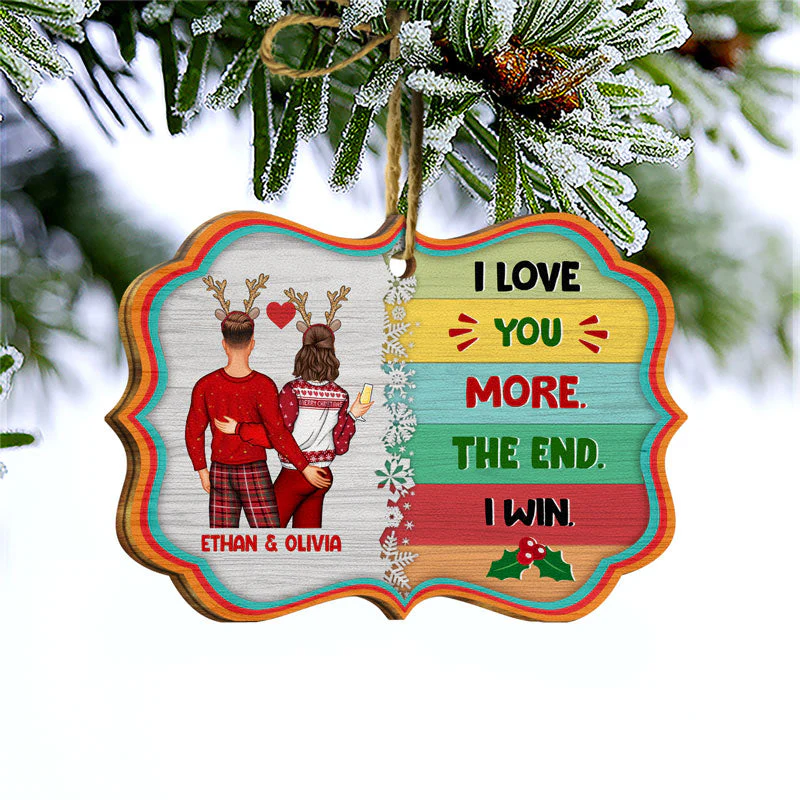 Christmas Couple I Want To Annoy For The Rest Of My Life - Personalized Wooden Ornament - Image 3