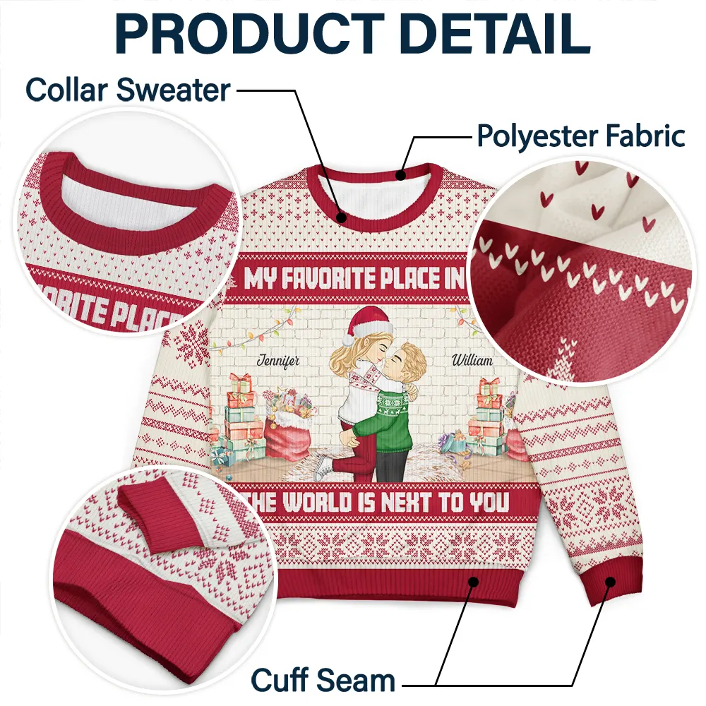 Christmas Couple My Favorite Place In The World - Personalized Unisex Ugly Sweater - Image 6
