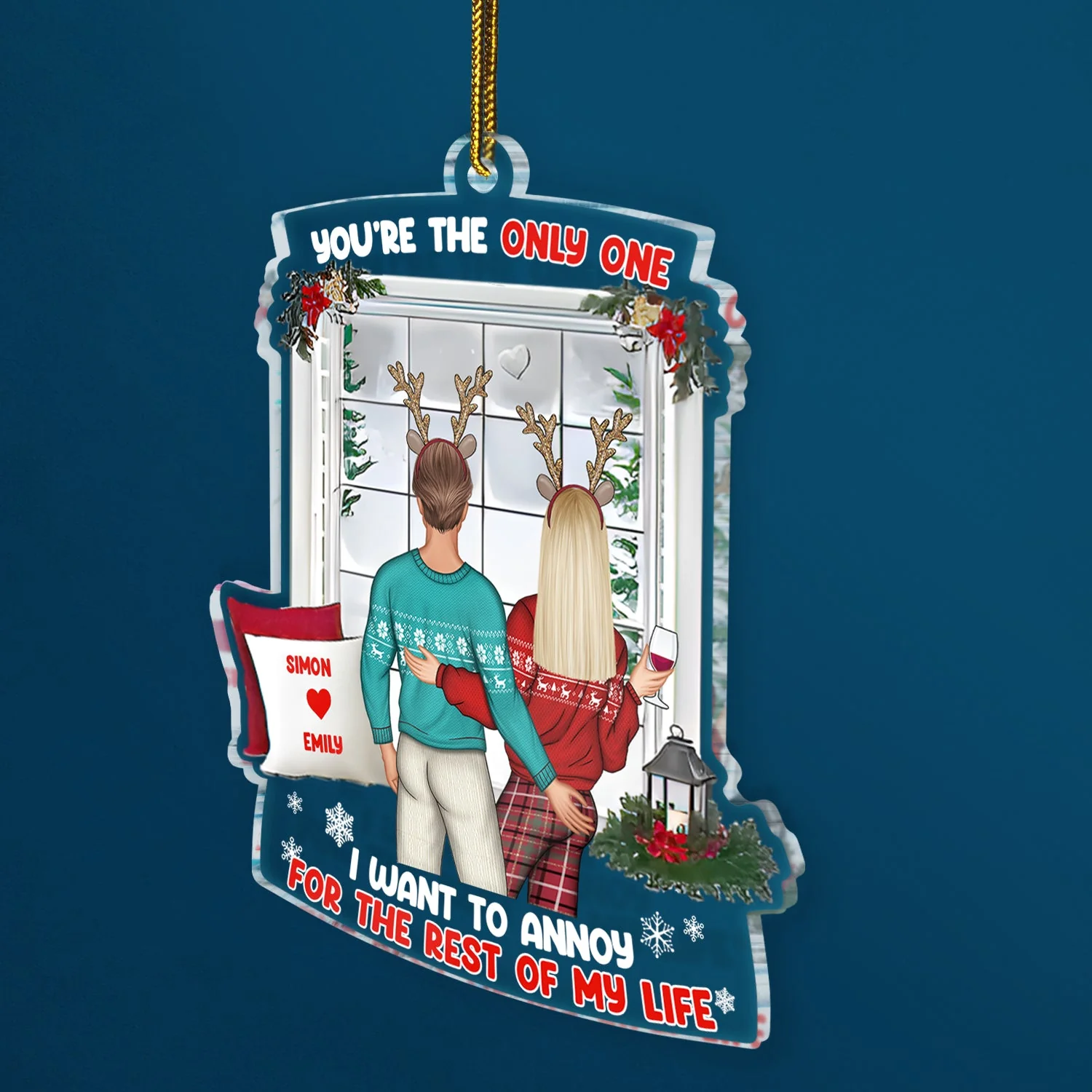 Christmas Couple Only One To Annoy - Gift For Couples - Personalized Custom Shaped Acrylic Ornament - Image 2