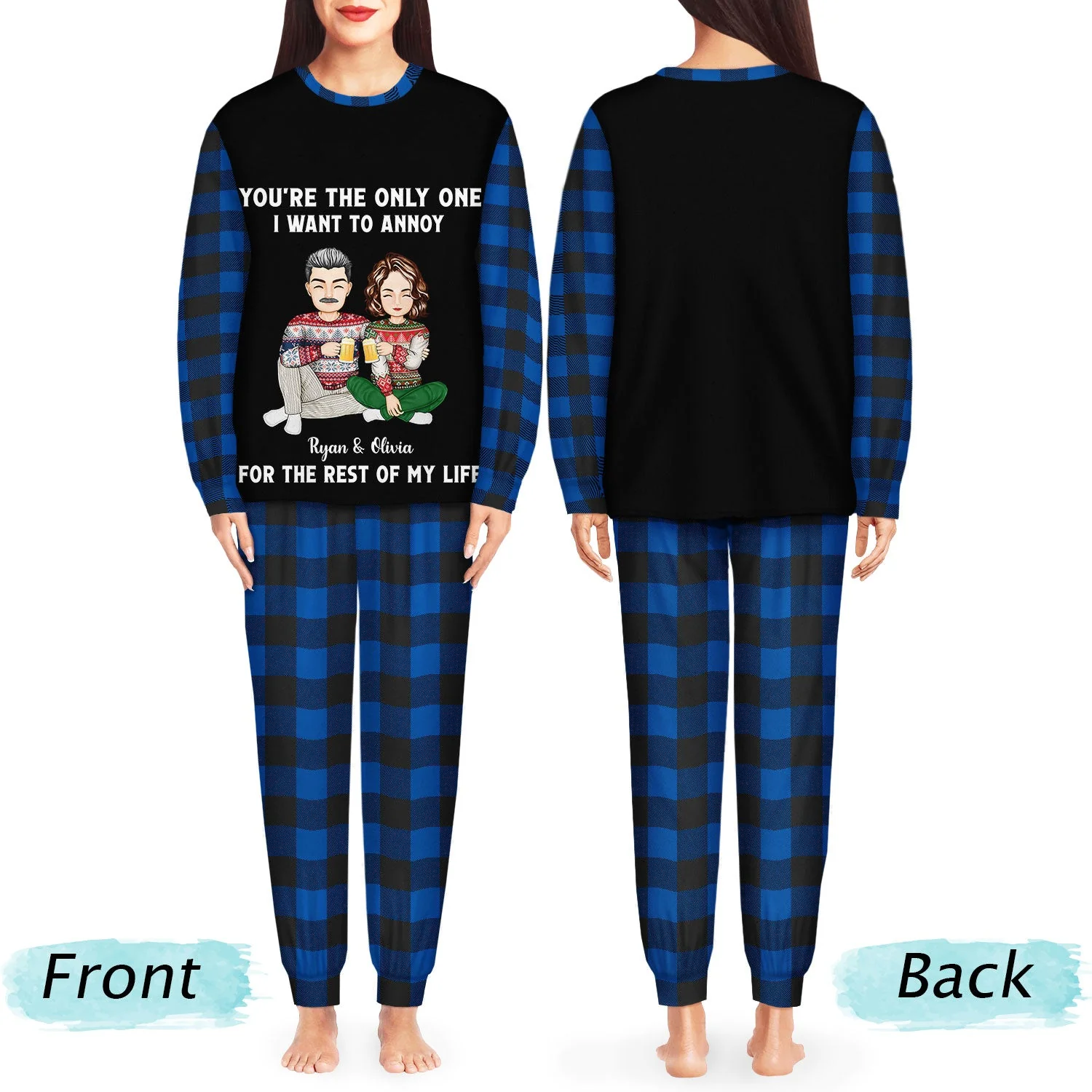 Christmas Couple Only One To Annoy - Gift For Couples - Personalized Unisex Pajamas Set - Image 4