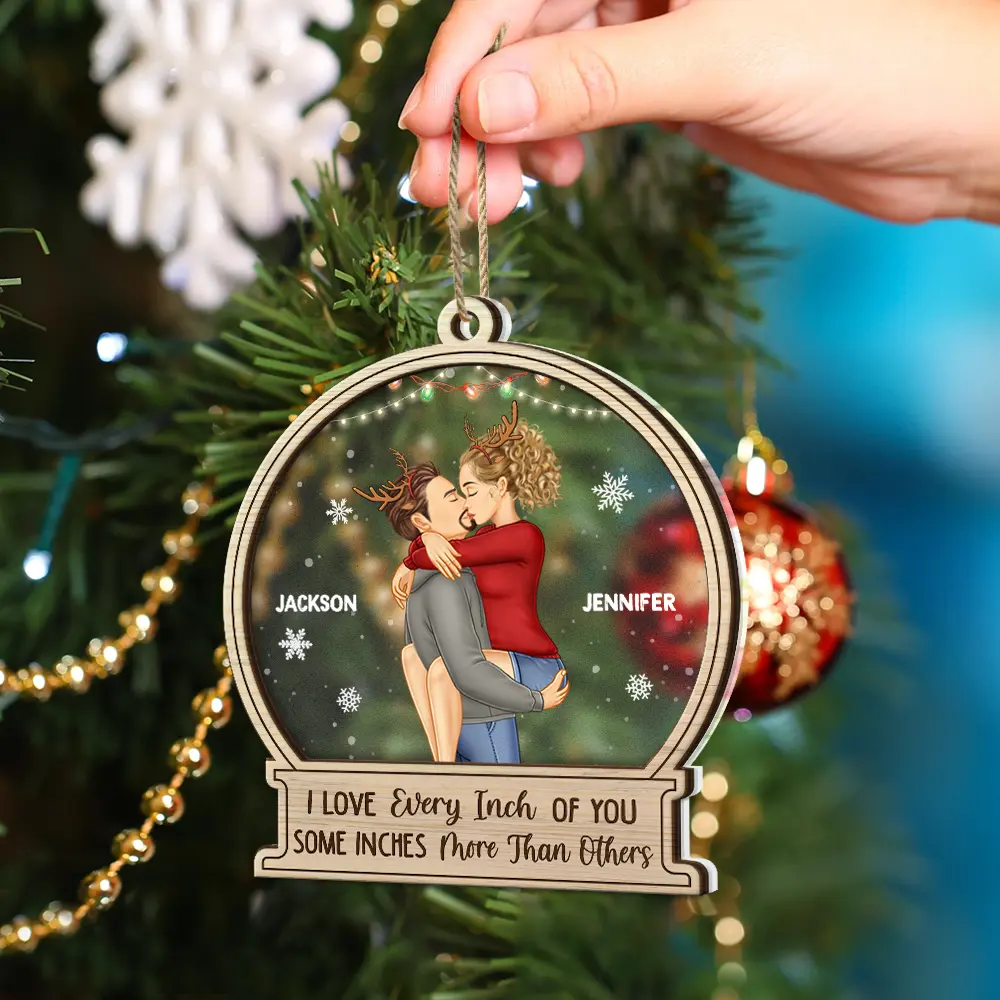 Christmas Couple Sideview Every Inch Of You - Personalized 2-Layered Mix Ornament - Image 4