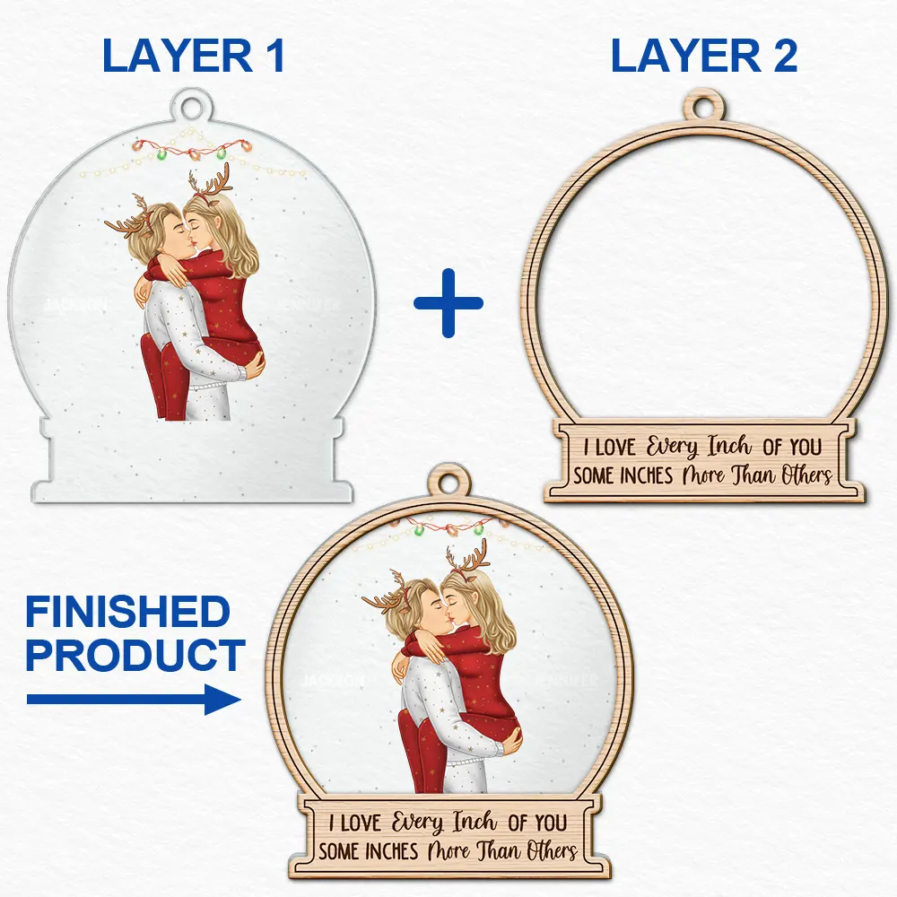 Christmas Couple Sideview Every Inch Of You - Personalized 2-Layered Mix Ornament - Image 6