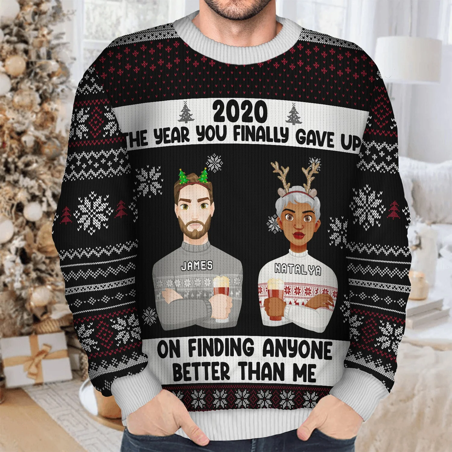 Christmas Couple The Year You Finally Gave Up - Gift For Couples - Personalized Unisex Ugly Sweater - Image 4
