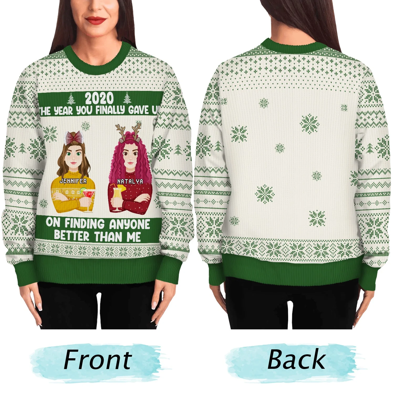 Christmas Couple The Year You Finally Gave Up - Gift For Couples - Personalized Unisex Ugly Sweater - Image 5