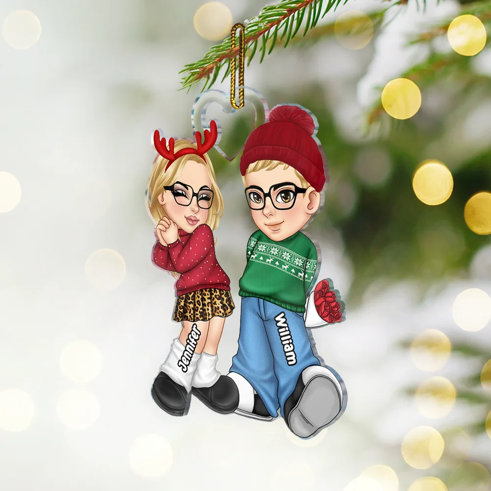 Christmas Couple Y2K - Personalized Cutout Acrylic Ornament - Image 2