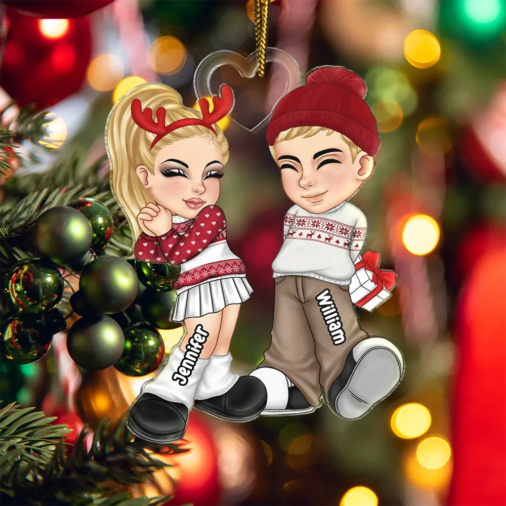 Christmas Couple Y2K - Personalized Cutout Acrylic Ornament - Image 5