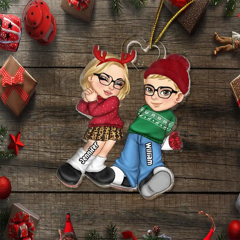 Christmas Couple Y2K - Personalized Cutout Acrylic Ornament - Image 6
