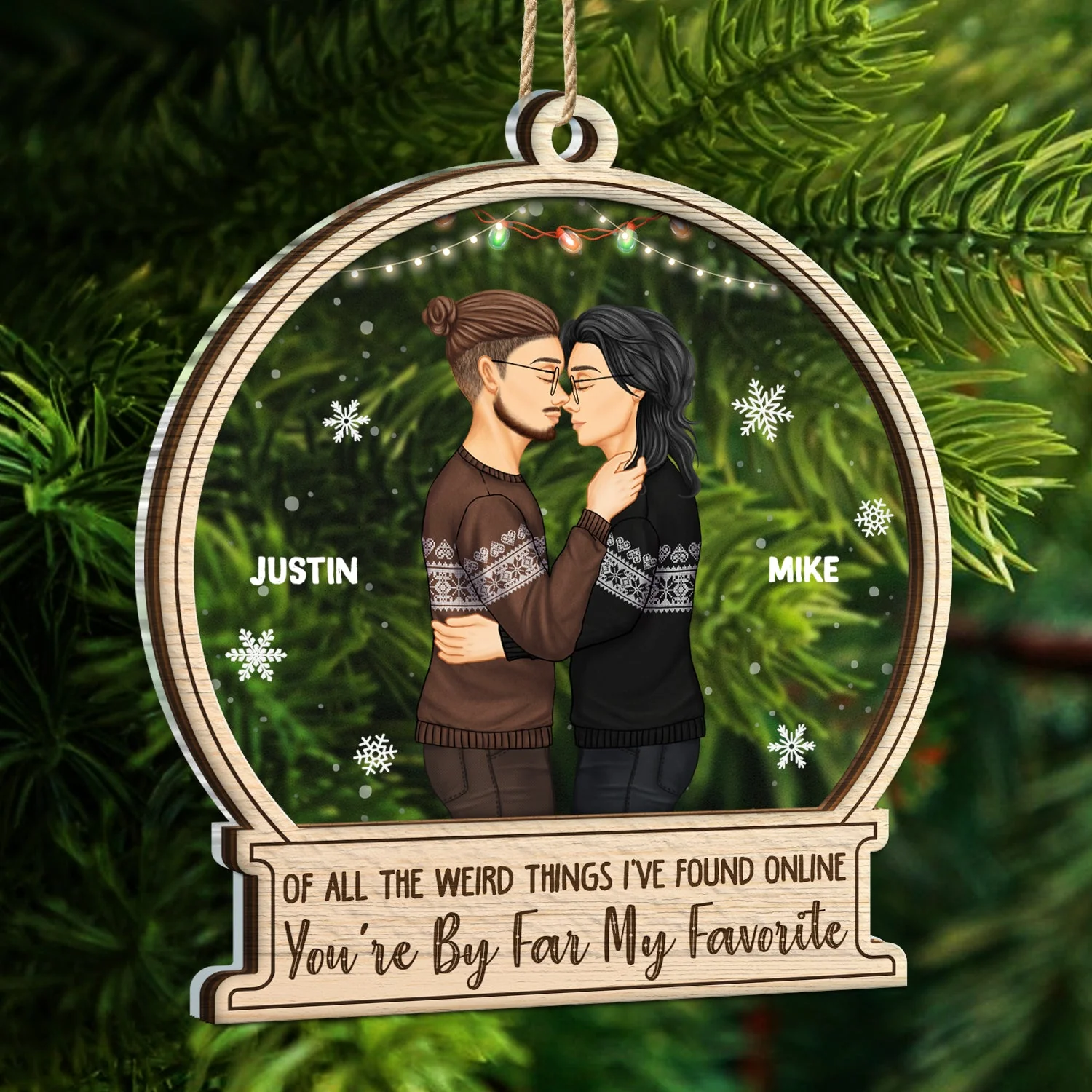 Christmas Couple You Are By Far My Favorite - Gift For Couples - Personalized 2-Layered Mix Ornament - Image 5