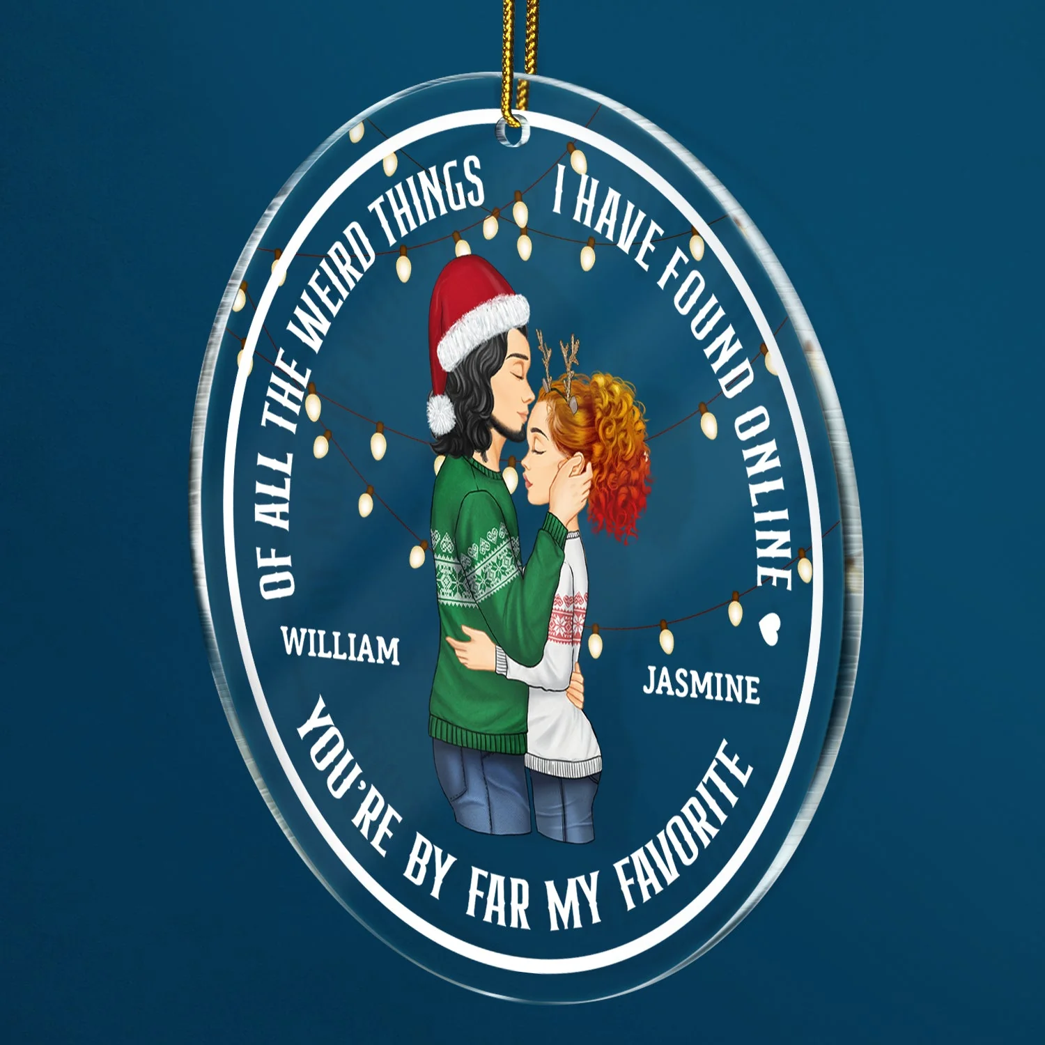 Christmas Couple You Are My Favorite By Far - Gift For Couples - Personalized Circle Acrylic Ornament - Image 2