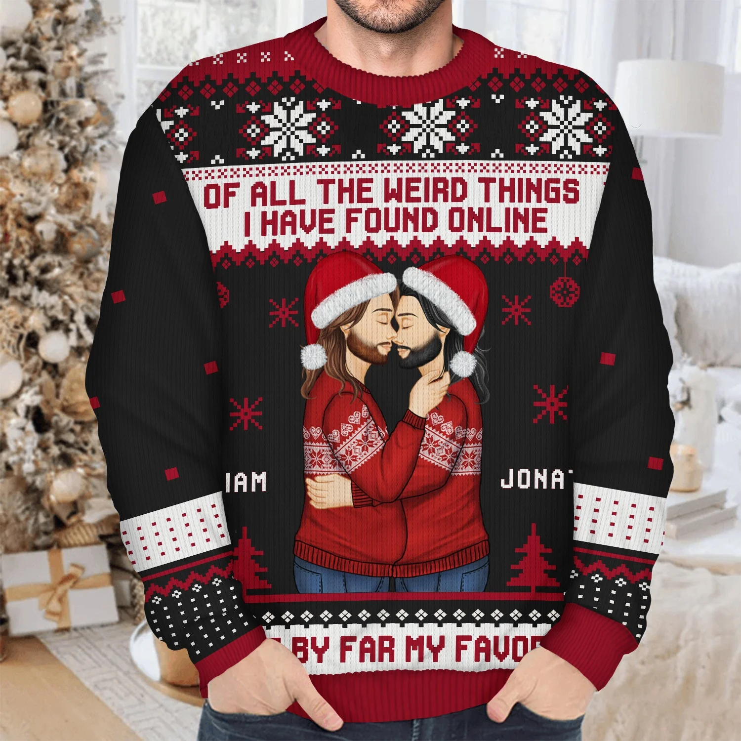 Christmas Couple You Are My Favorite By Far - Gift For Couples - Personalized Unisex Ugly Sweater - Image 4
