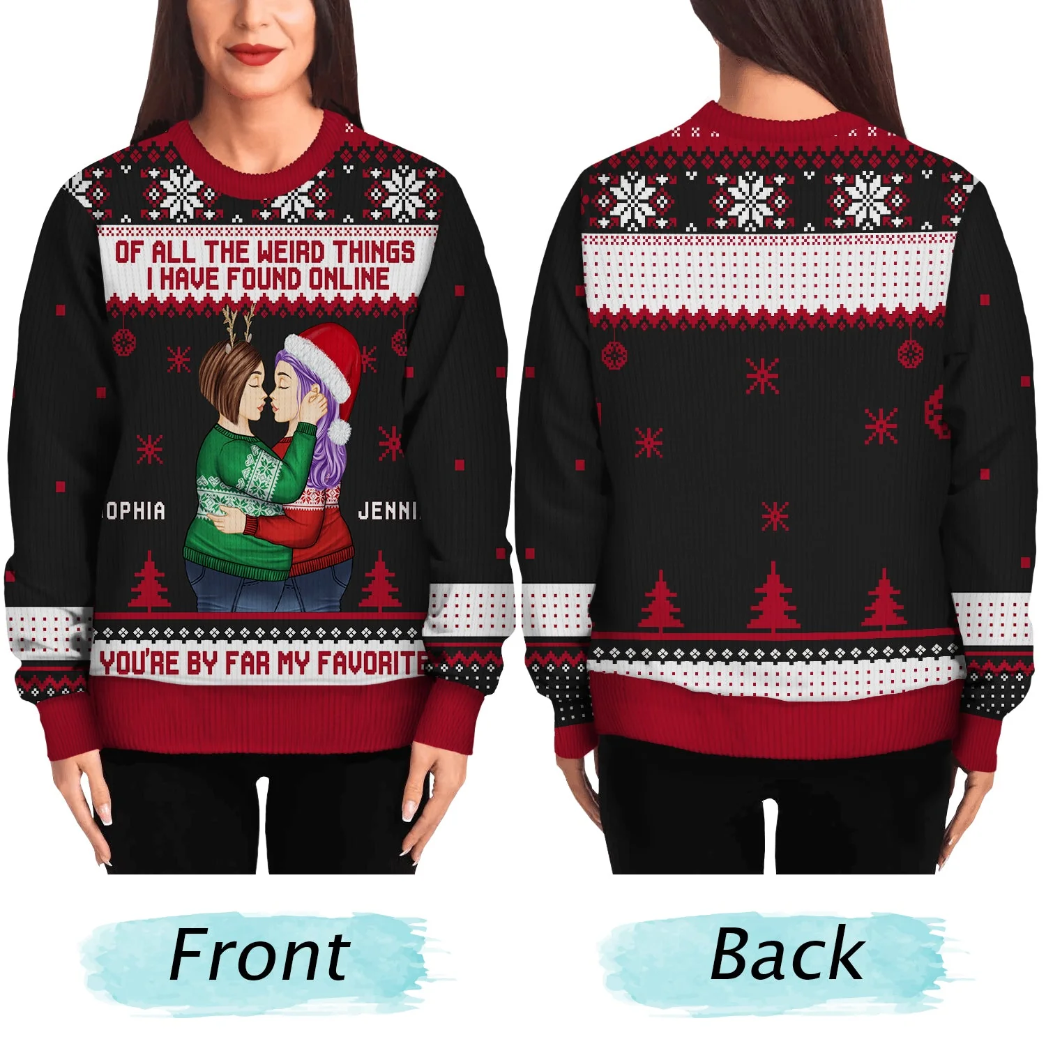 Christmas Couple You Are My Favorite By Far - Gift For Couples - Personalized Unisex Ugly Sweater - Image 5