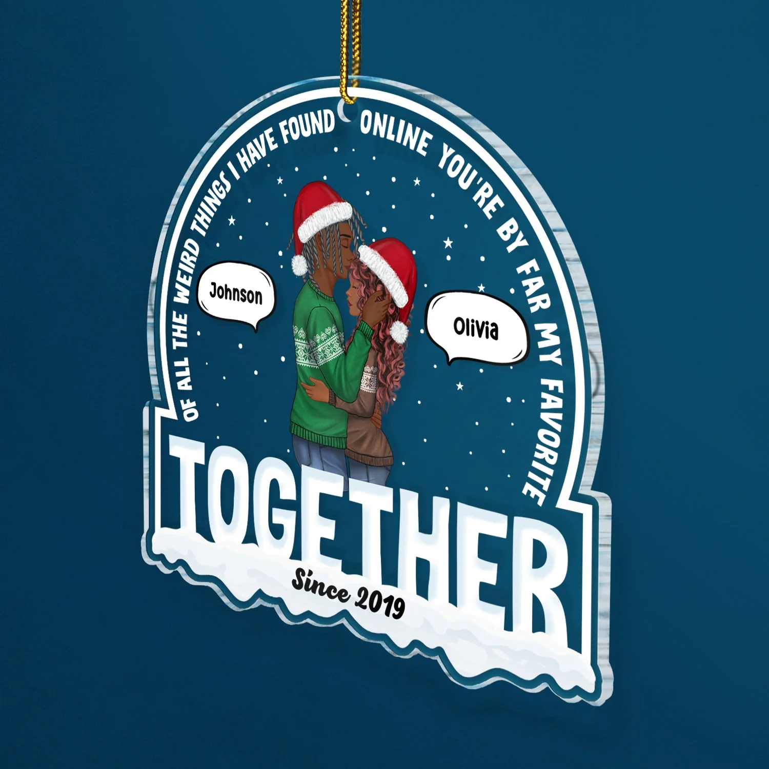 Christmas Couple You Are My Favorite By Far Online - Gift For Couples - Personalized Custom Shaped Acrylic Ornament - Image 2